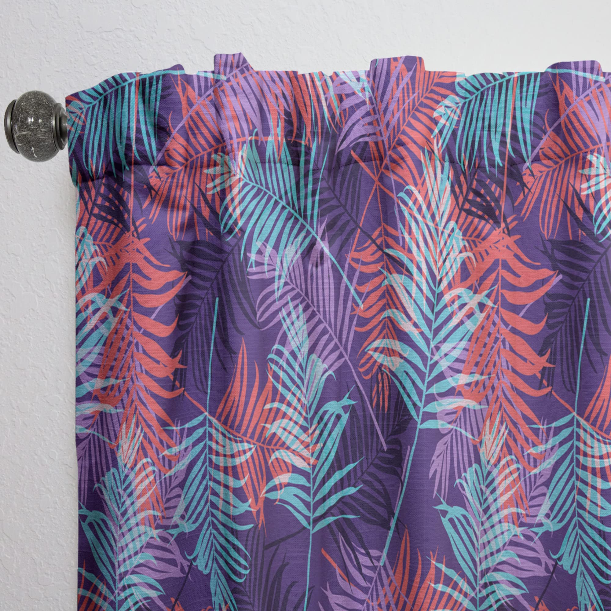 Tropical Palm Leaves Blackout Curtains 52x120 Inch - Thermal Insulated Single Panel for Bedroom & Living Room - Modern Home Decor for Tropical & Coastal Style Rooms
