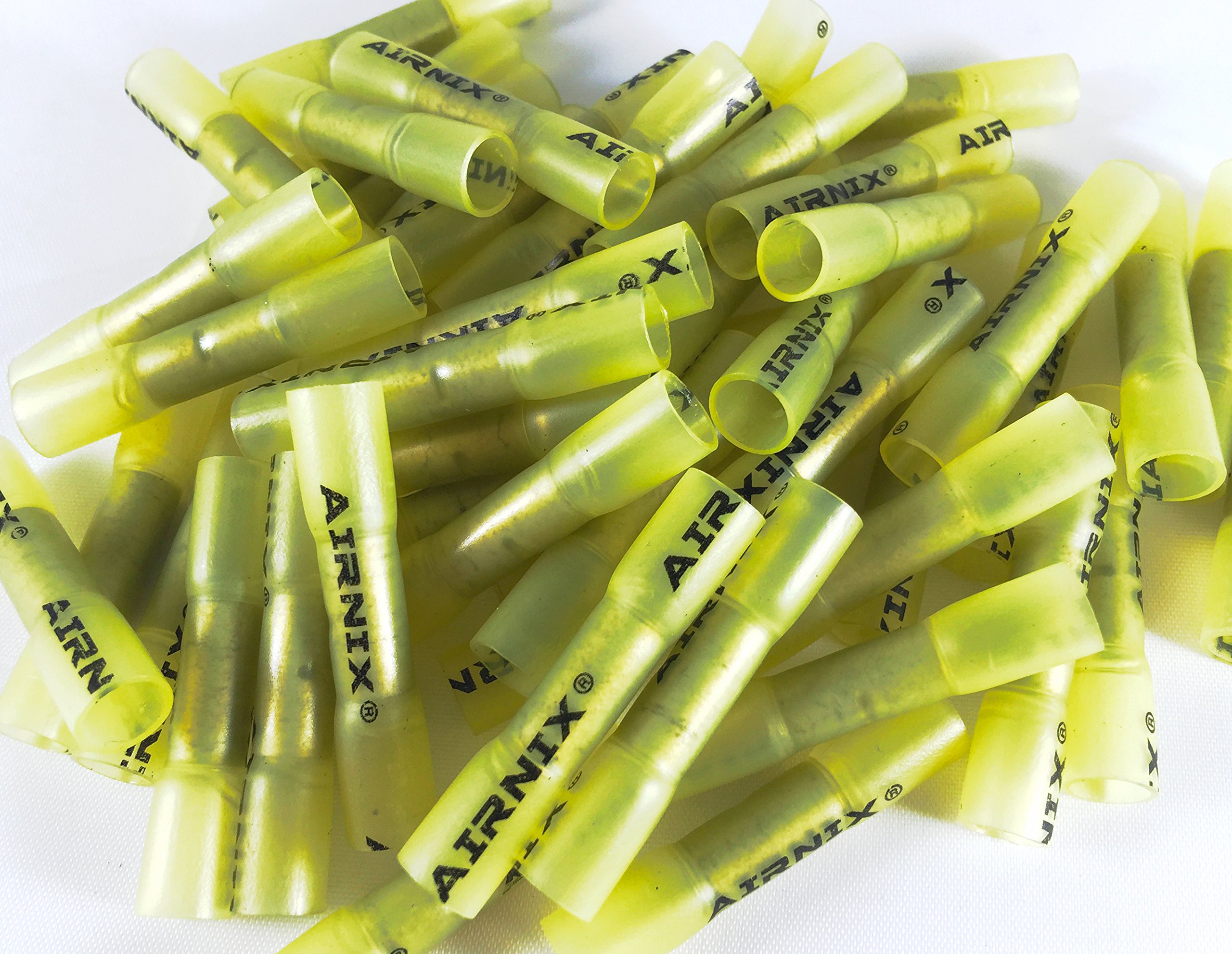 1000PCS Yellow Heat Shrink Butt Connectors - 12-10 AWG Insulated Crimp Splice for Automotive & Marine Wiring - Waterproof, Vibration Proof & Corrosion Resistant Electrical Connectors - Perfect for DIY, Boat, Car & Home Electrical Repairs