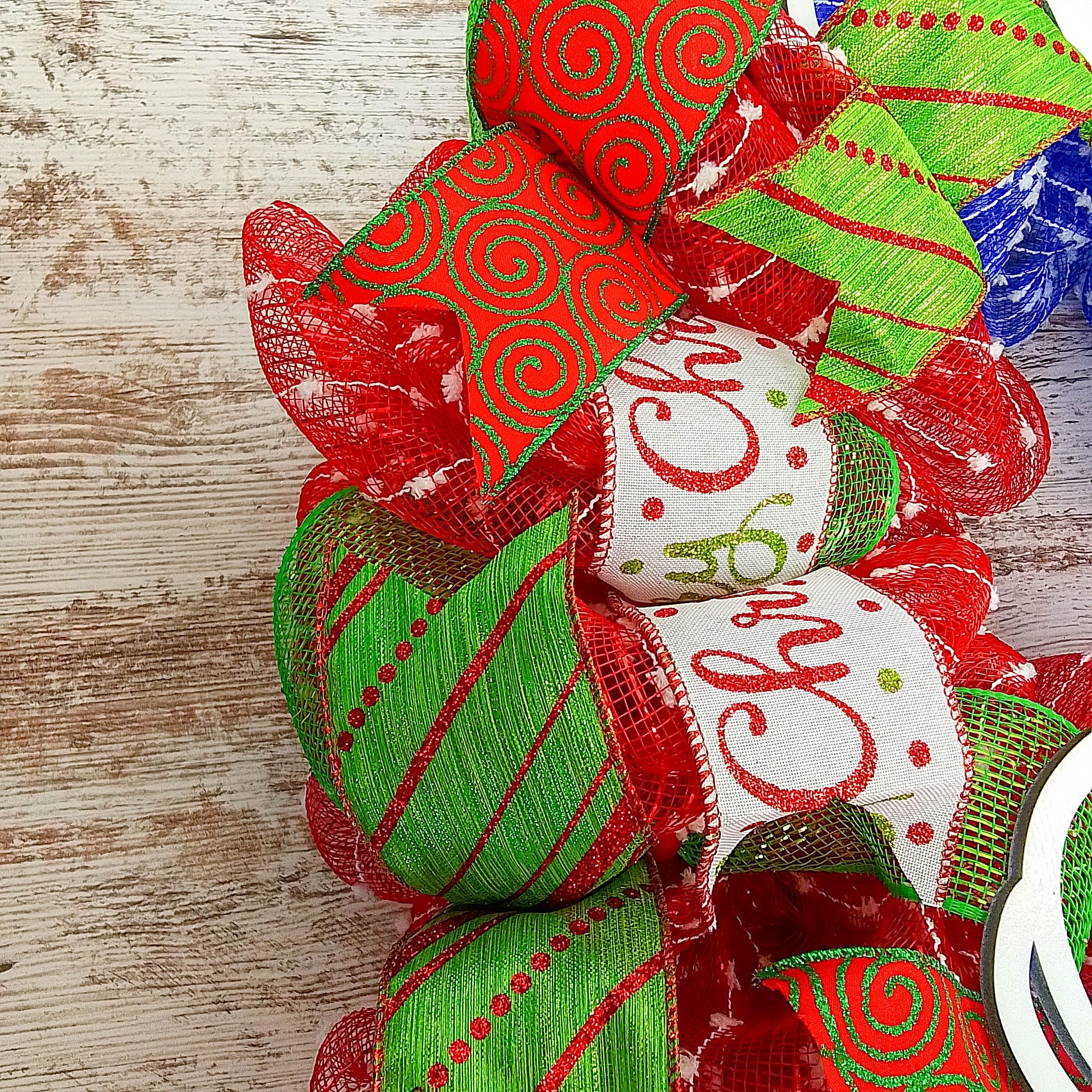 Custom Monogram Christmas Hanukkah Wreath - Red Green Blue Silver House Divided Decor - Perfect for Holiday Door Decorations, Fireplace Mantel & Festive Wall Hangings