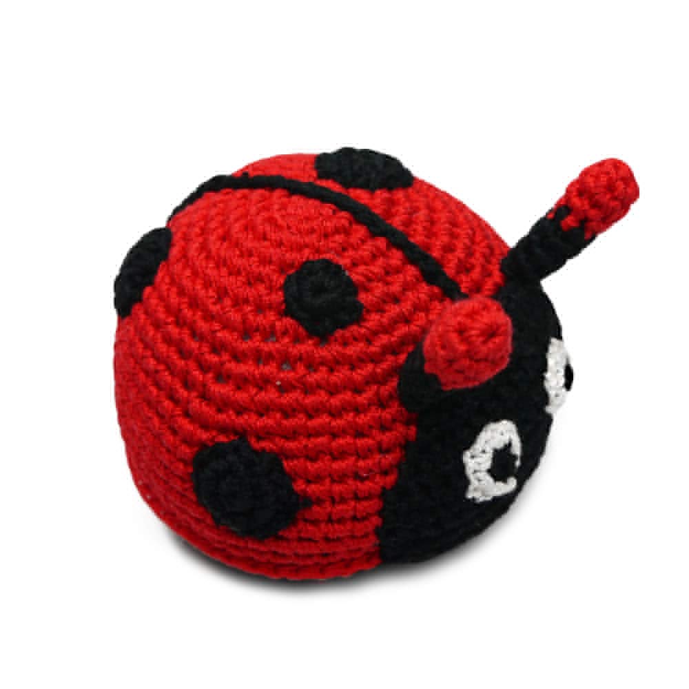 Crochet Small Dog Squeaky Toy - Cute Ladybug Design for Puppies | Interactive Chew Toy for Teething & Playtime | Perfect for Indoor & Outdoor Fun