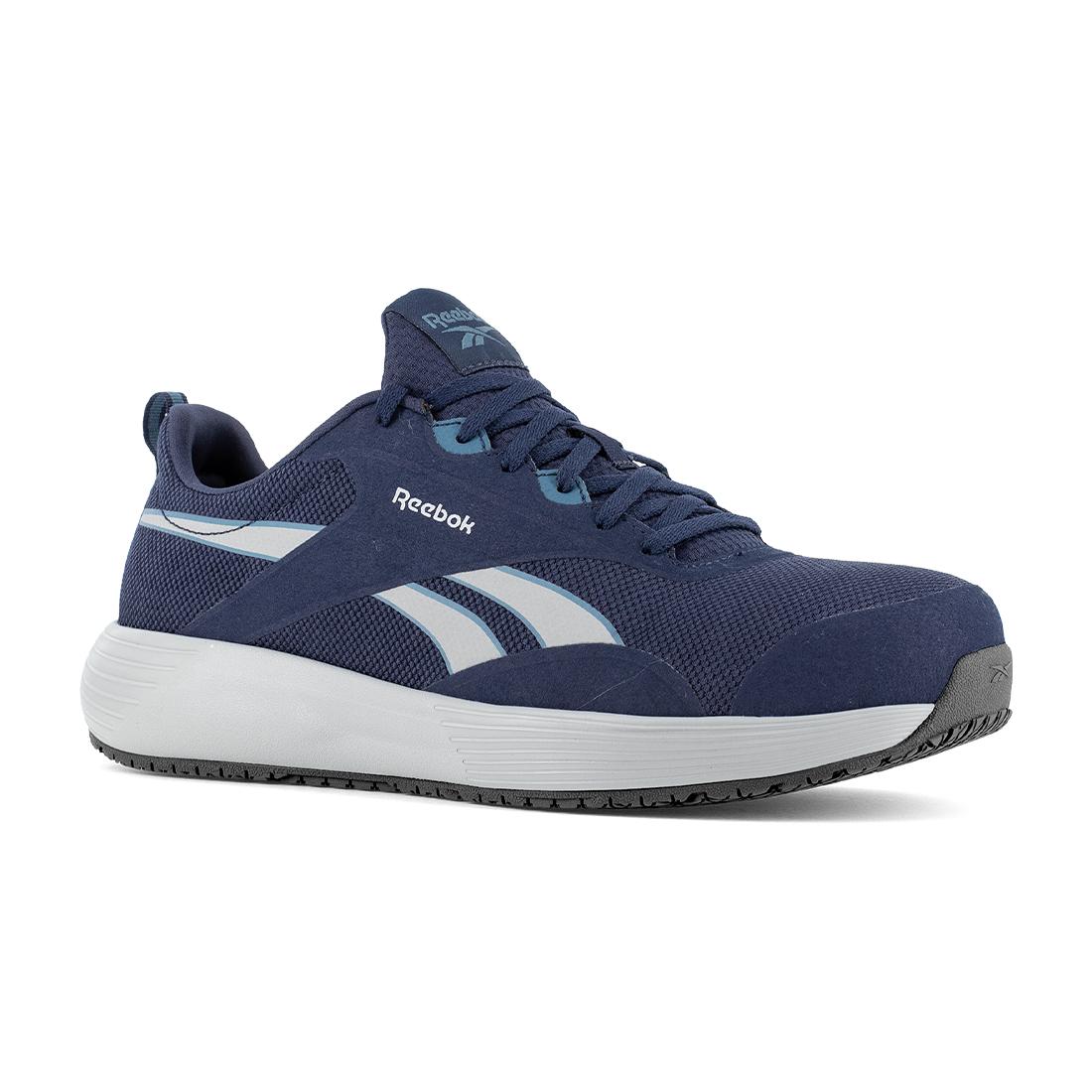 Lite Plus 4 Athletic Composite Toe Work Shoes for Men - Lightweight Safety Shoes with Slip Resistant Outsole, Navy/Gray - Perfect for Construction, Warehouse & Industrial Work