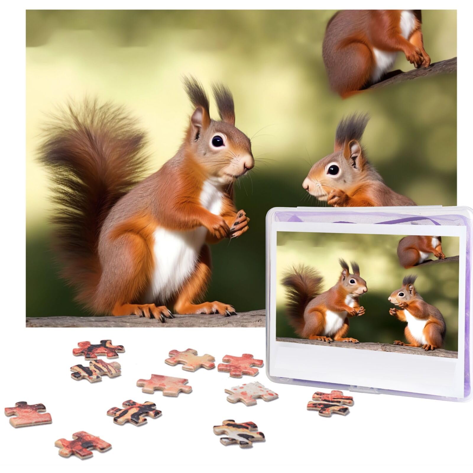 500-Piece Wooden Jigsaw Puzzle - Cute Squirrels Photo Puzzle for Adults, Personalized Picture Puzzle for Family, Wedding, Birthday & Valentine's Day Gifts (20.4