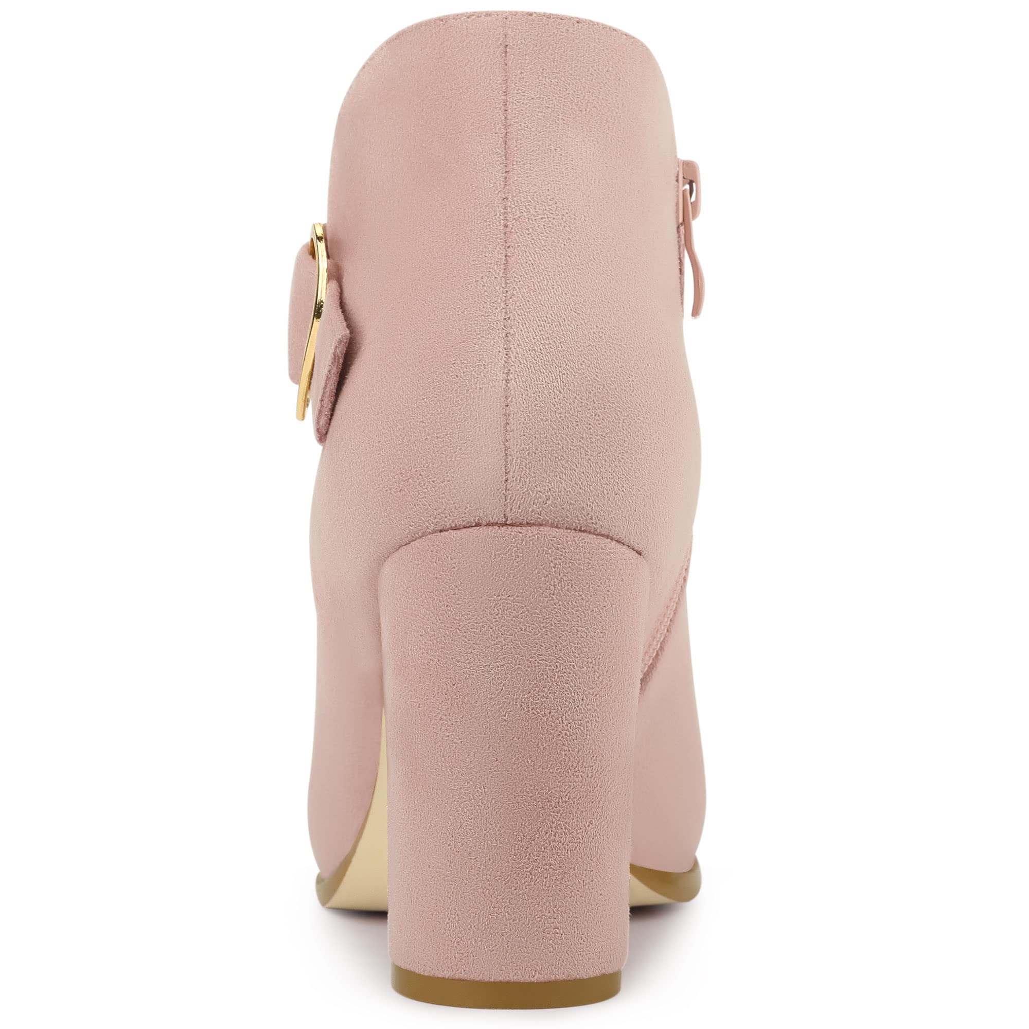 Allegra K Women's Chunky Heel Ankle Boots with Buckle & Side Zip - Stylish Fall & Winter Fashion for Office, Party & Casual Outfits