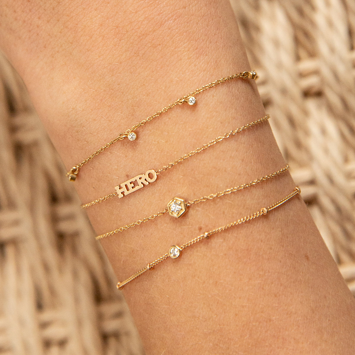 14K Gold Diamond Hexagon Bracelet for Women - Elegant Stackable Jewelry Gift for Birthday, Anniversary & Special Occasions