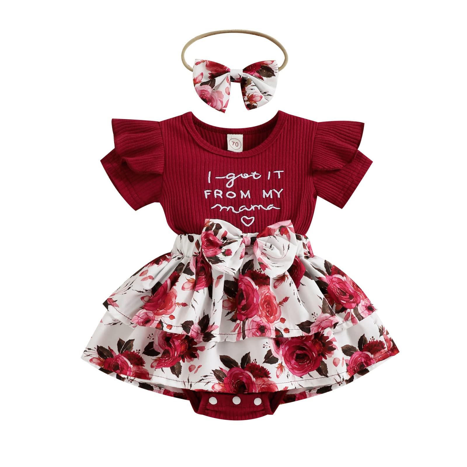Baby Girl Floral Romper Dress - Newborn Onesie with Ruffle Short Sleeve & Tutu Bodysuit - Toddler Summer Outfit for Playdates, Beach & Photo Shoots