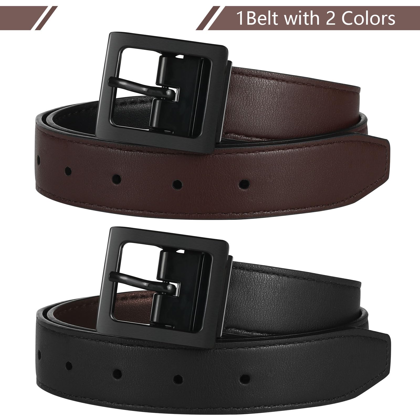 Reversible Kids Belts for Boys - Adjustable Brown & Black Leather Belt for School Uniforms, Jeans & Casual Wear | Durable & Stylish Waistband for Everyday Use