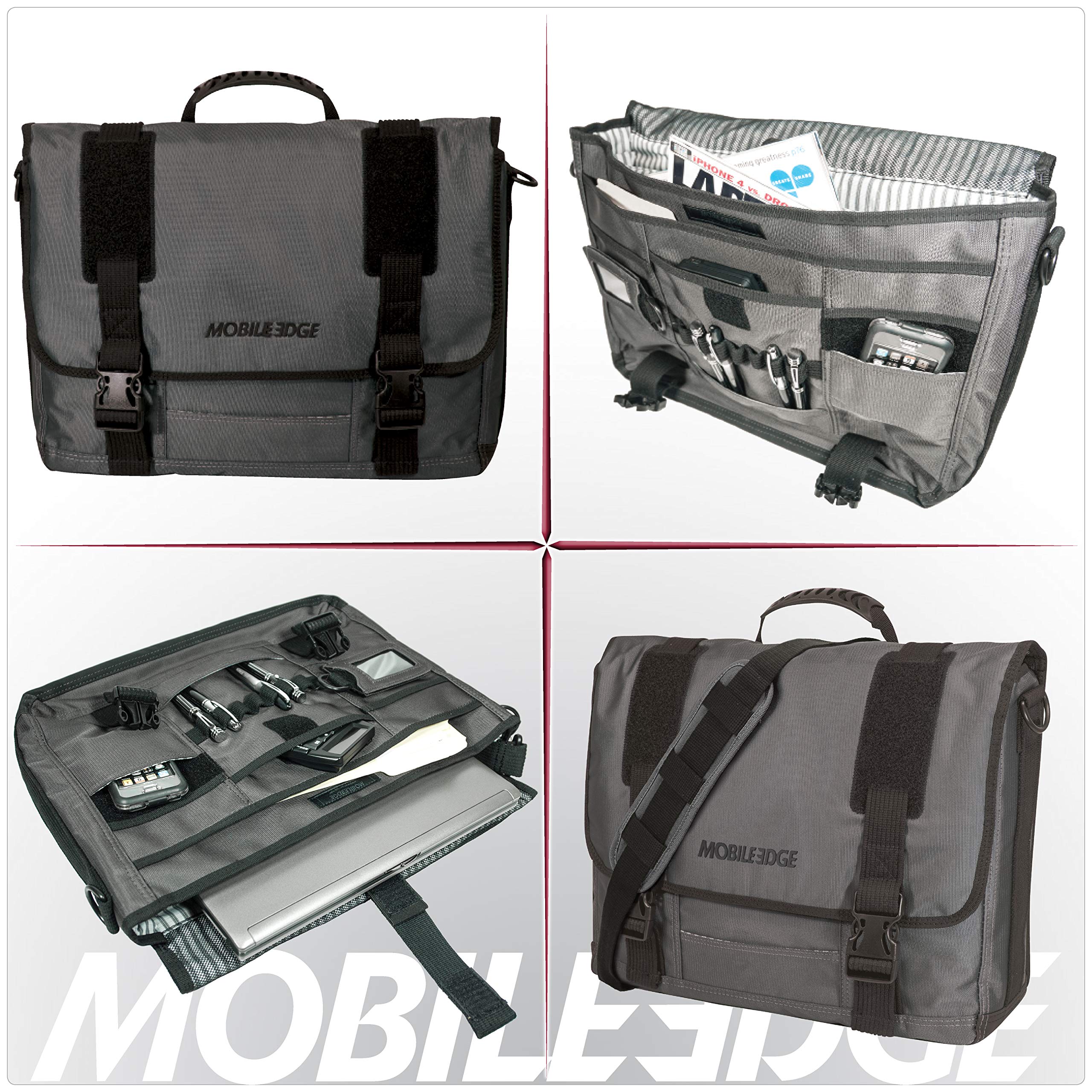 Premium Mobile Edge Laptop Messenger Bag for Men & Women - Durable 17.3 Inch Laptop Briefcase with Padded Compartment (Graphite) - Perfect for Business Travel, Work Commute & College Students - MEGME