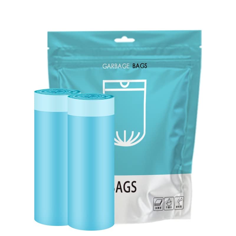 4 Gallon Small Trash Bags with Drawstring - 60 Count (17.7 x 19.6 Inches) | Durable Garbage Bags for Bathroom, Kitchen, Bedroom & Office | Perfect for Small Trash Cans, Waste Bins & Household Cleaning (Blue)