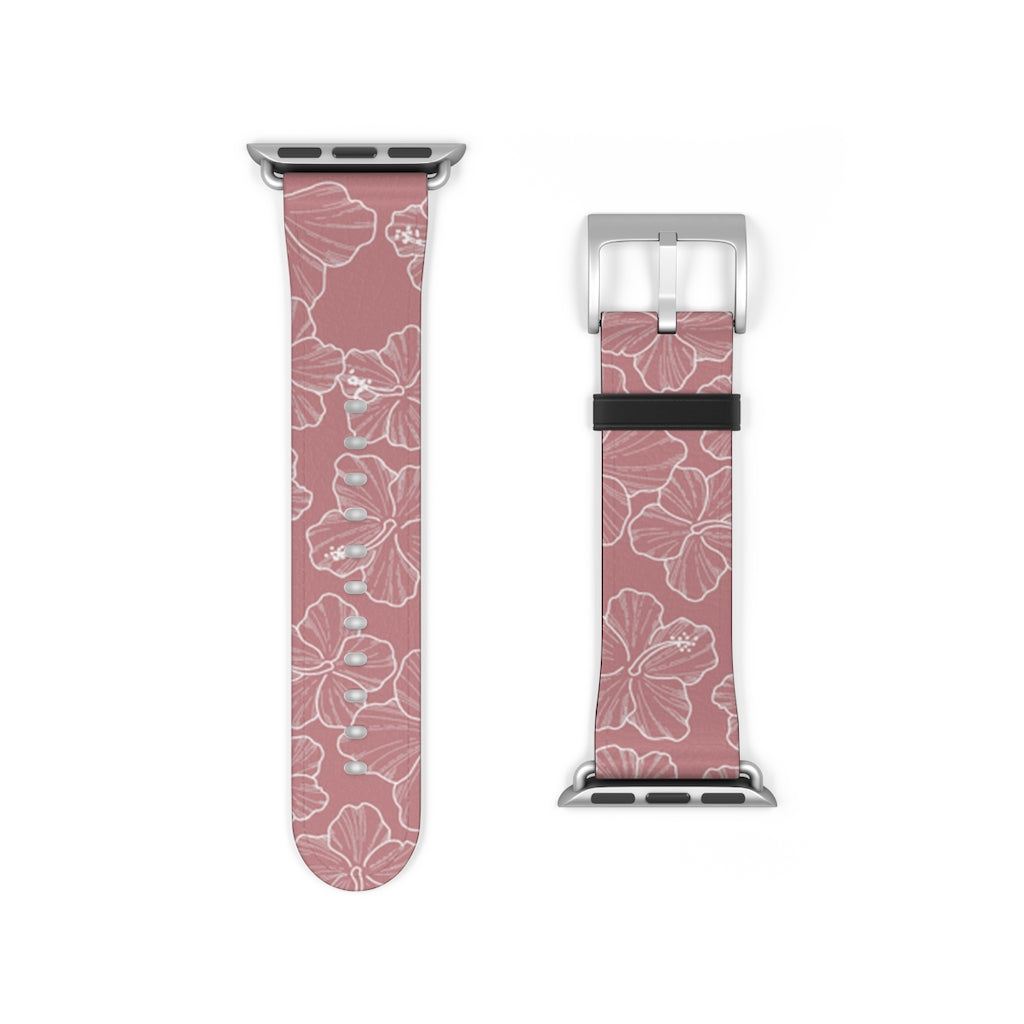 Premium Hibiscus Mauve Apple Watch Band - Soft Silicone Strap for Women & Men - Compatible with All Apple Watch Models - Perfect for Workouts, Running & Everyday Wear