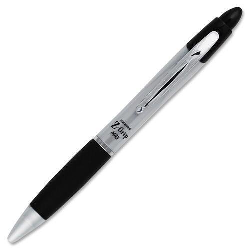 Zebra Z-Grip MAX Ballpoint Pens - 1mm Black Ink, 12-Pack for Office & School Use