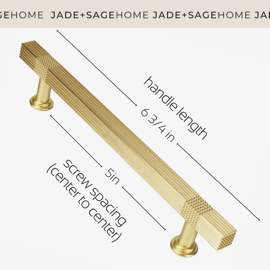 Harper Gold Cabinet Pulls - Pack of 10 | 6 ¾ Inch Total Length, 5 Inch Screw Spacing - Mid-Century Modern Drawer Handles - Elegant Kitchen Cabinet Hardware for Cabinets, Dressers & Furniture (Gold Finish)
