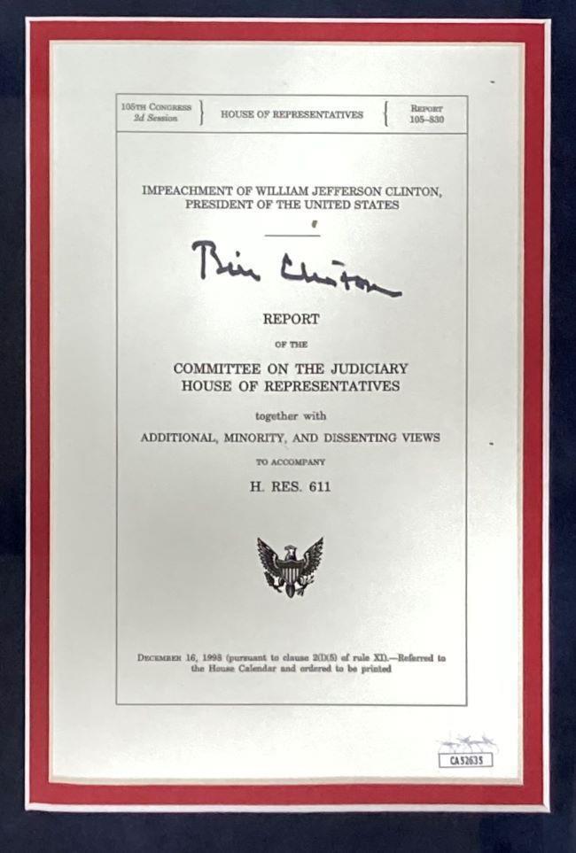 Authentic Bill Clinton Signed Framed Impeachment Letter with Monica Lewinsky - JSA Certified | Political Memorabilia, Historical Collectible for Presidential History Enthusiasts