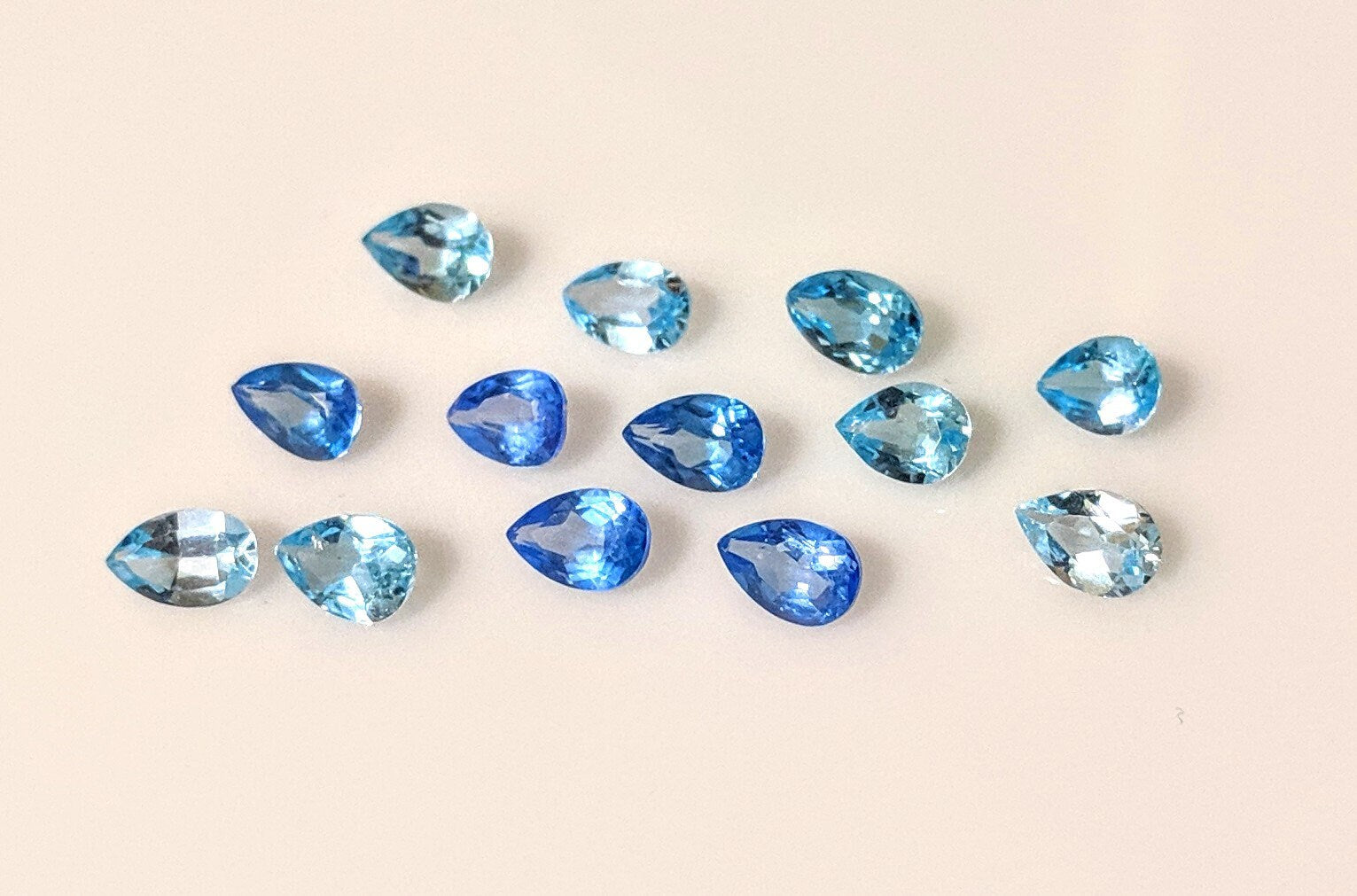 6x4mm Pear Cut Natural African Swiss Blue Topaz Loose Stones - Lot of 6cts, VVS Eye Clean Bulk Gemstones for Jewelry Making, Engagement Rings & DIY Craft Projects