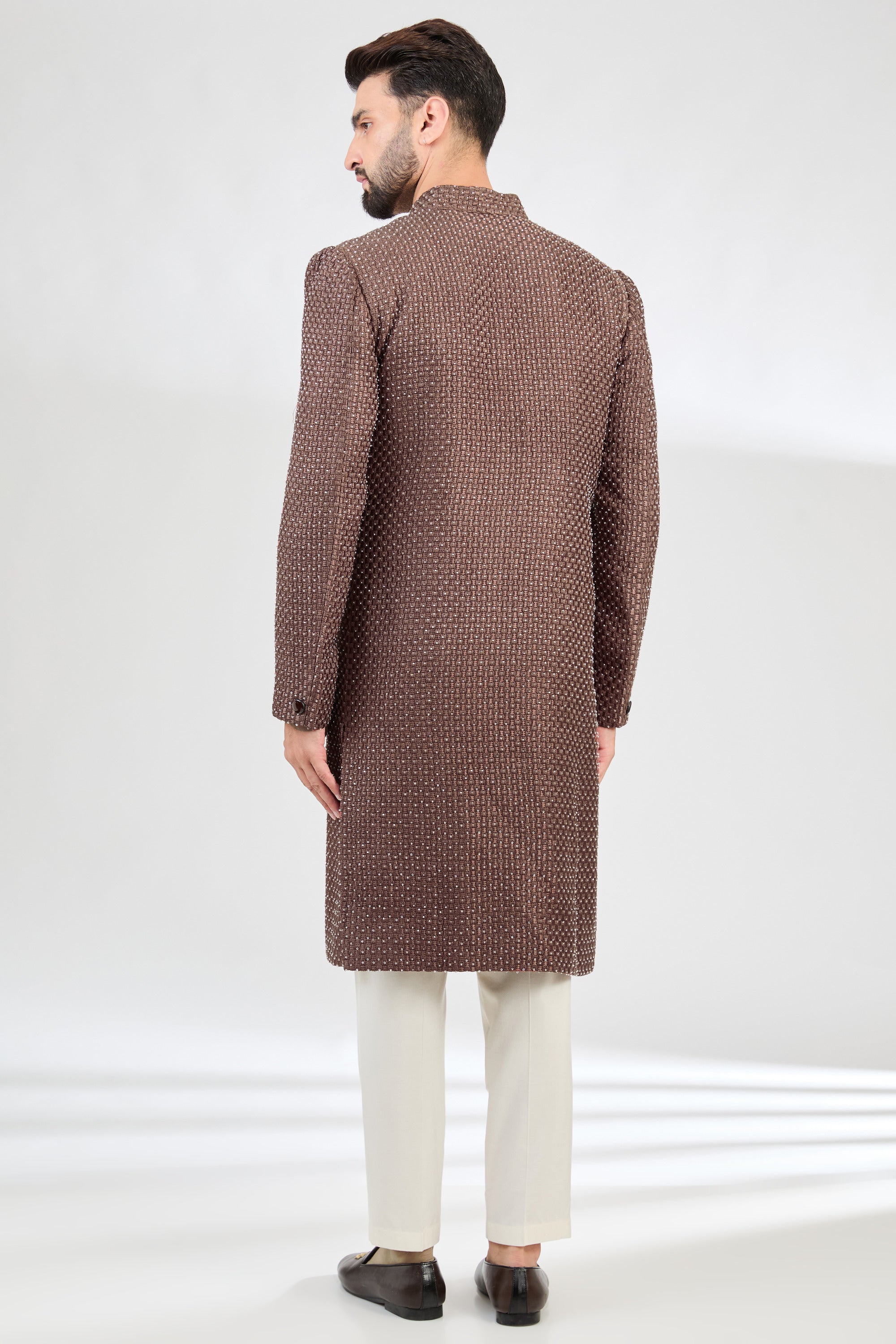 Elegant Mauve Taupe Cut Dana Sherwani for Men - Traditional Indian Wedding Outfit & Festive Occasion Wear