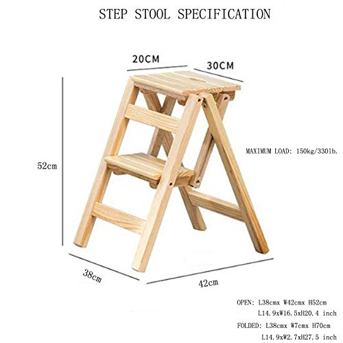 Multifunctional Folding Wooden Step Stool - Creative Home Stool for Kitchen, Bathroom & Office Use (Wood Color, Size TW)