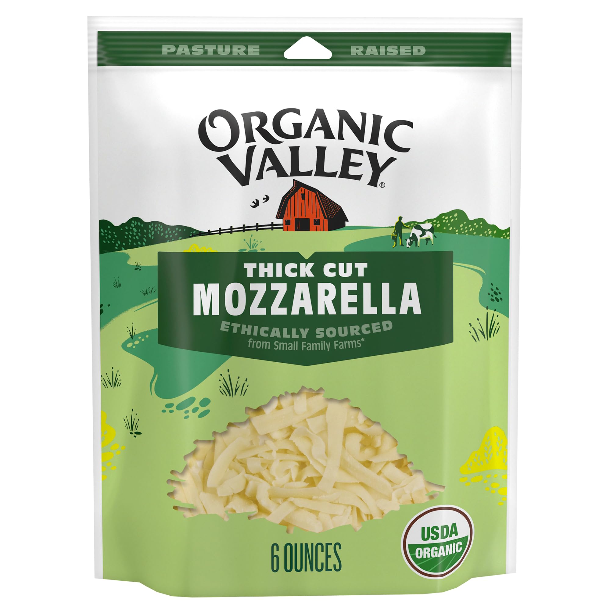 Organic Valley Organic Thick Cut Shredded Mozzarella Cheese, 6 oz - Perfect for Pizza, Pasta & Italian Recipes | Gluten-Free, Non-GMO | Quick Melting Cheese for Cooking & Baking