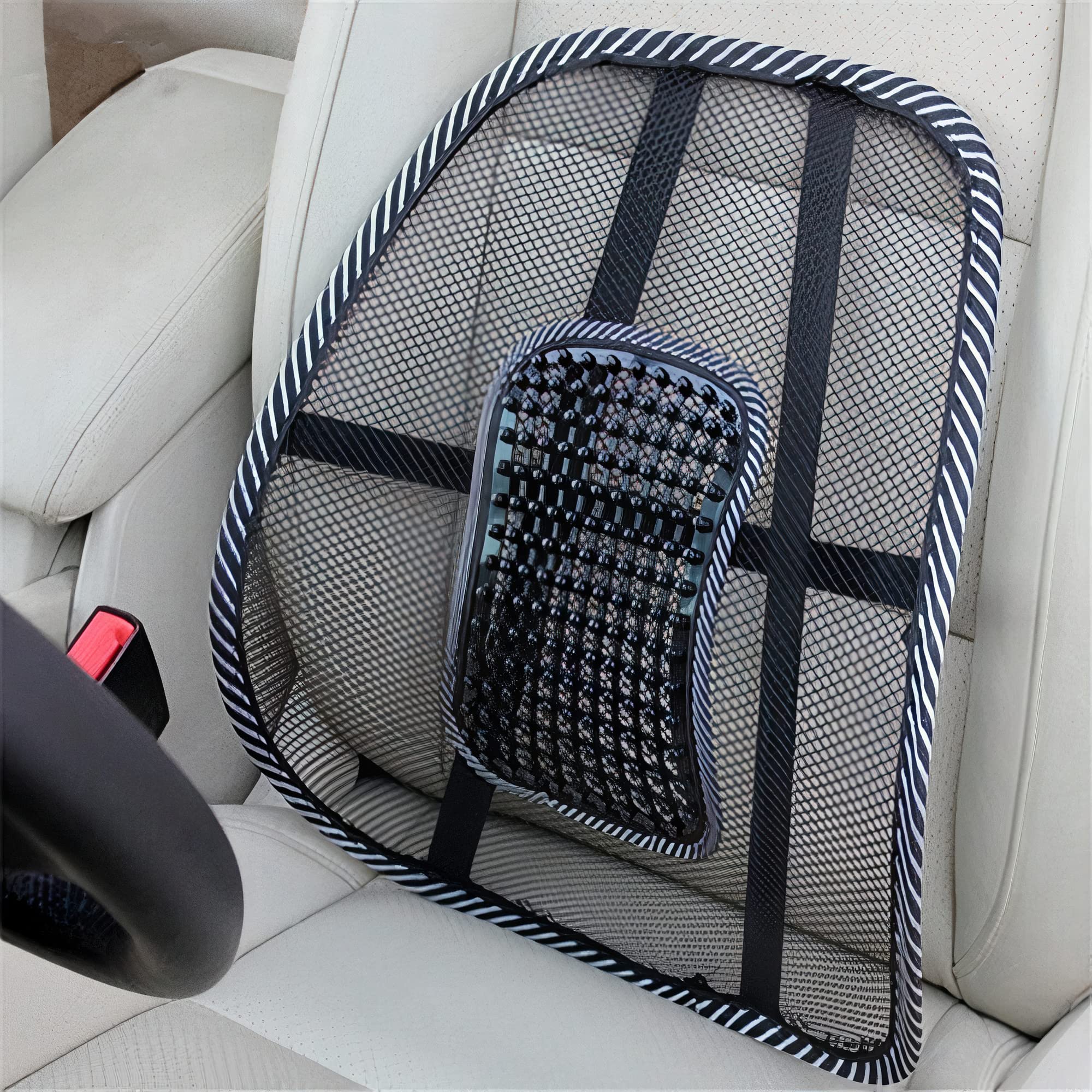 Ergonomic Mesh Back Support Rest - Lumbar Cushion for Office Chair & Car Seat - Relieves Lower Back Pain & Improves Posture - Ideal for Home, Work & Travel