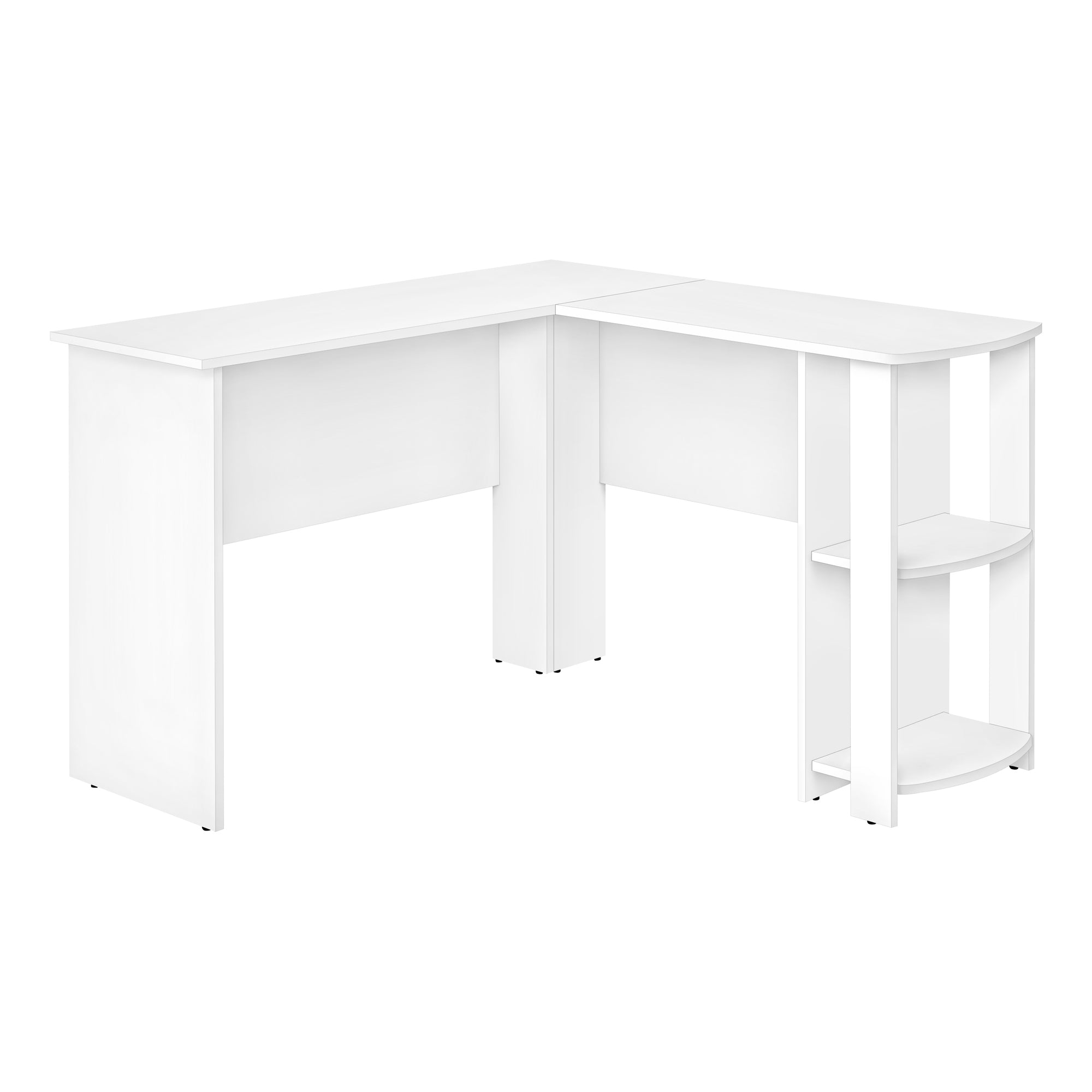 White L-Shaped Corner Computer Desk with 2 Shelves - Home Office Workstation for Small Spaces, Gaming & Study Setup