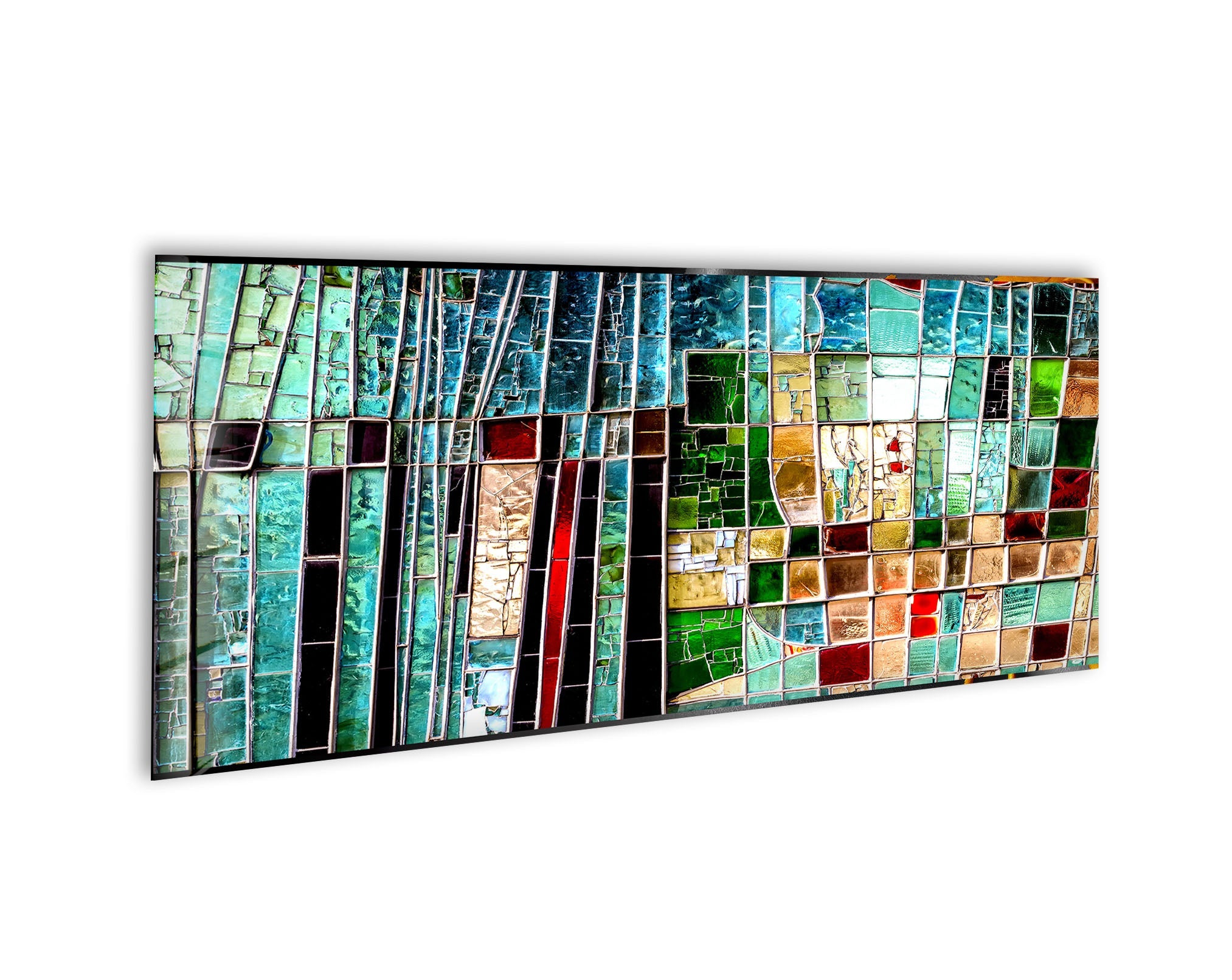 Handmade Blue Mosaic Stained Glass Wall Art Decor - Elegant Tiffany Style Window Panel for Home, Church & Wedding Decorations