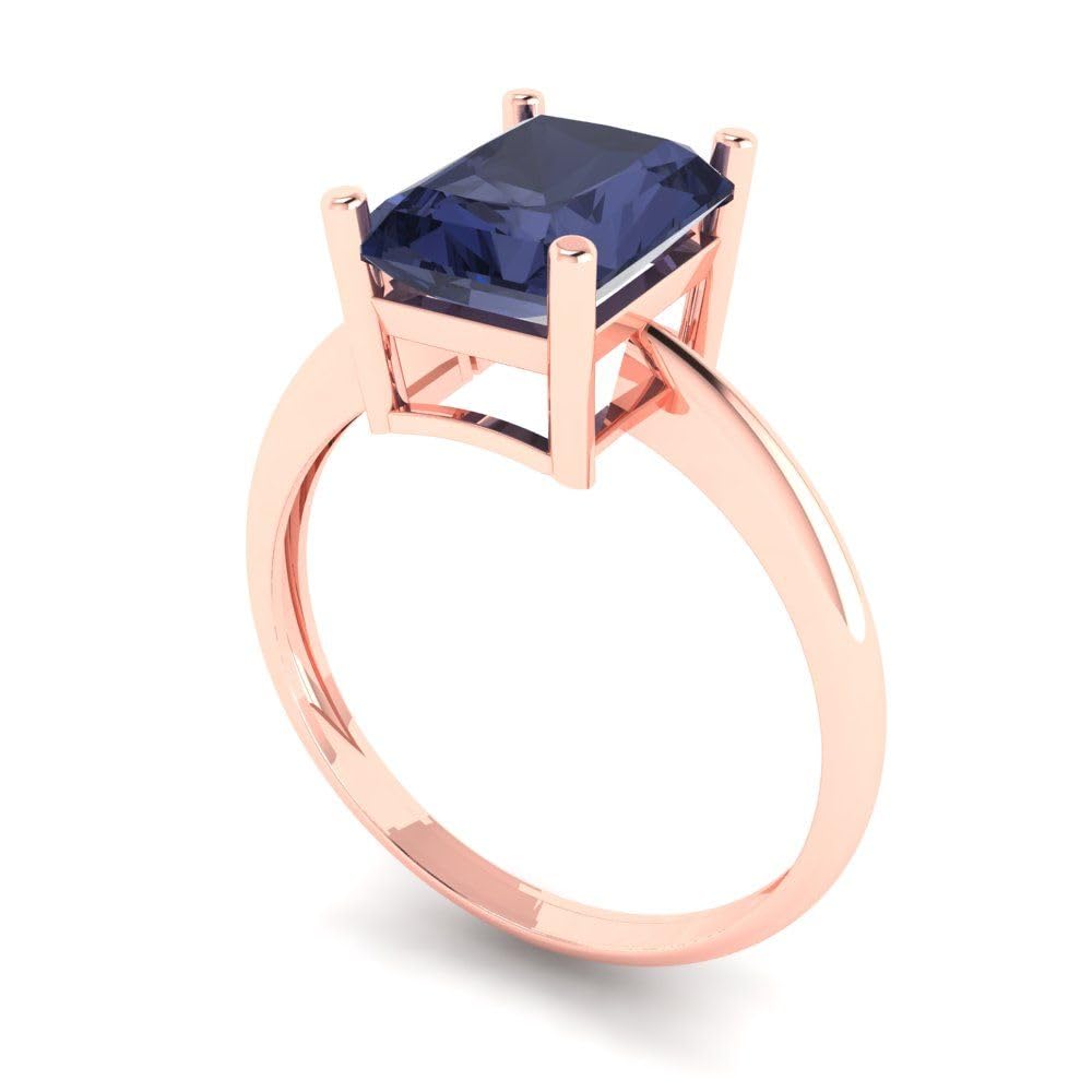 2.5ct Radiant Cut Simulated Blue Sapphire Solitaire Ring - 18K Rose Gold Engagement, Wedding, Promise & Anniversary Jewelry for Women | Perfect for Proposals, Bridal Gifts & Special Occasions