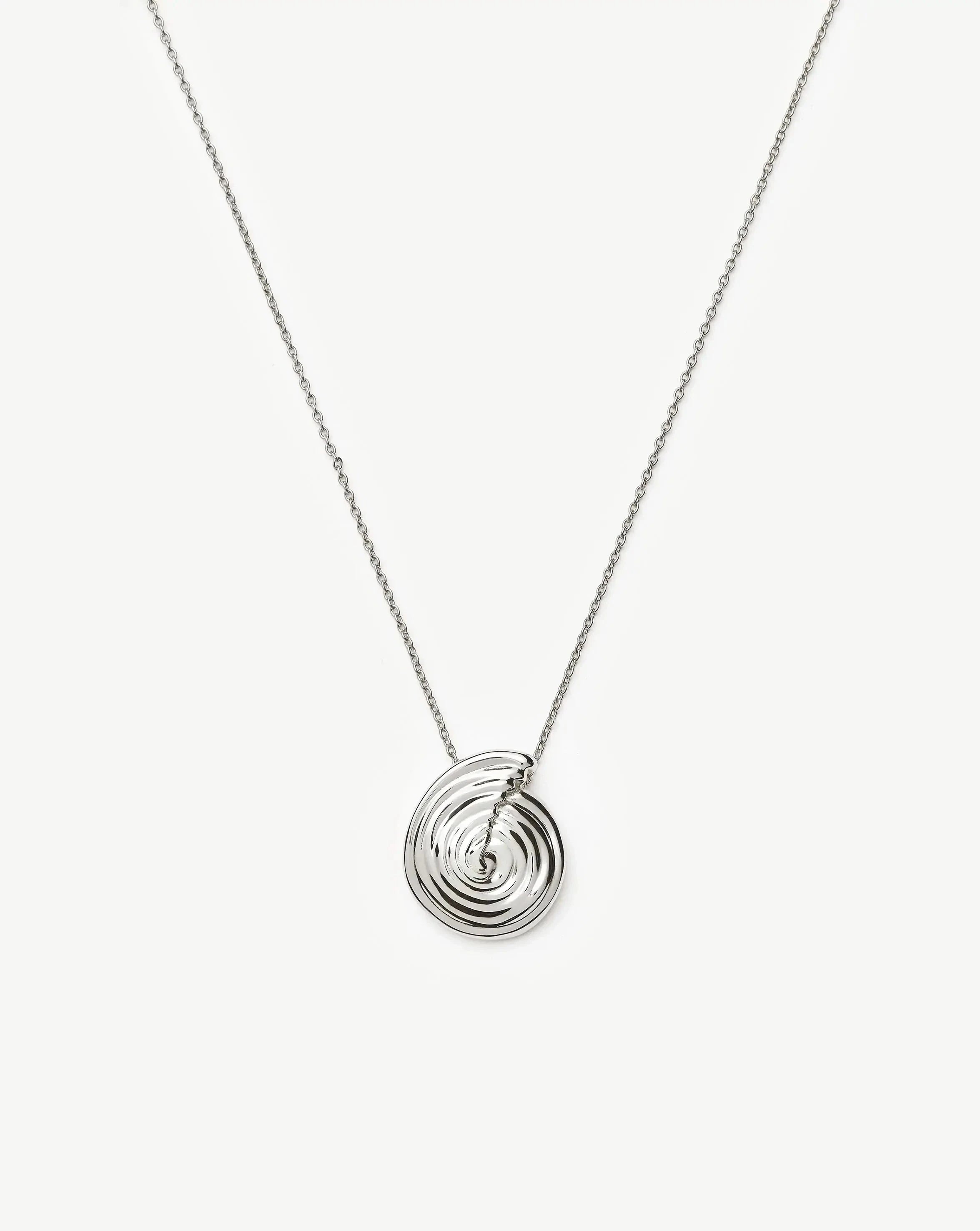 Elegant Spiral Large Pendant Necklace - Silver Plated Women's Jewelry for Party, Wedding & Evening Events