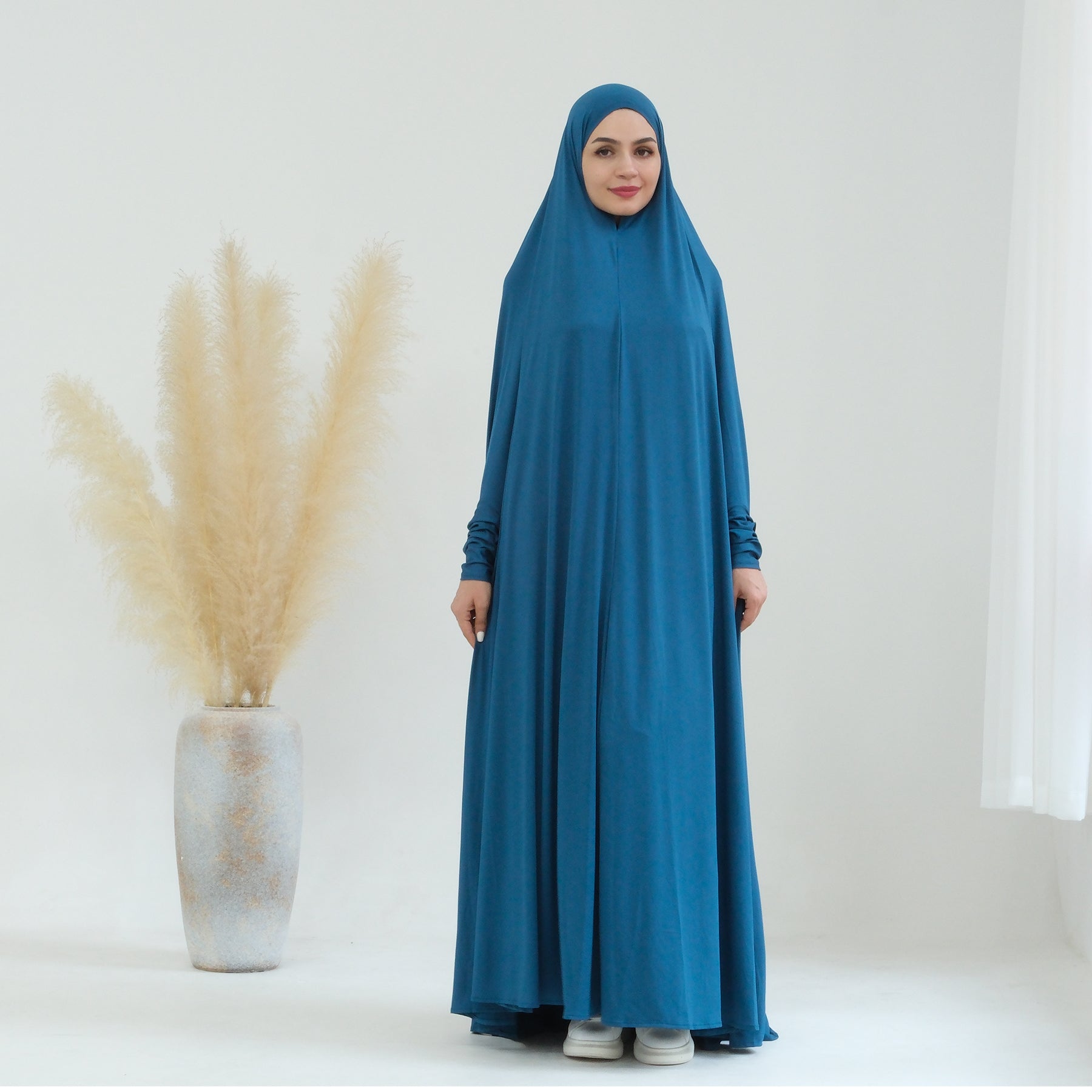 Awra Cape Hijab Combo - Duck Blue Color - Modest Muslim Women's Prayer Shawl & Scarf Set - Perfect for Daily Wear, Prayer, and Special Occasions