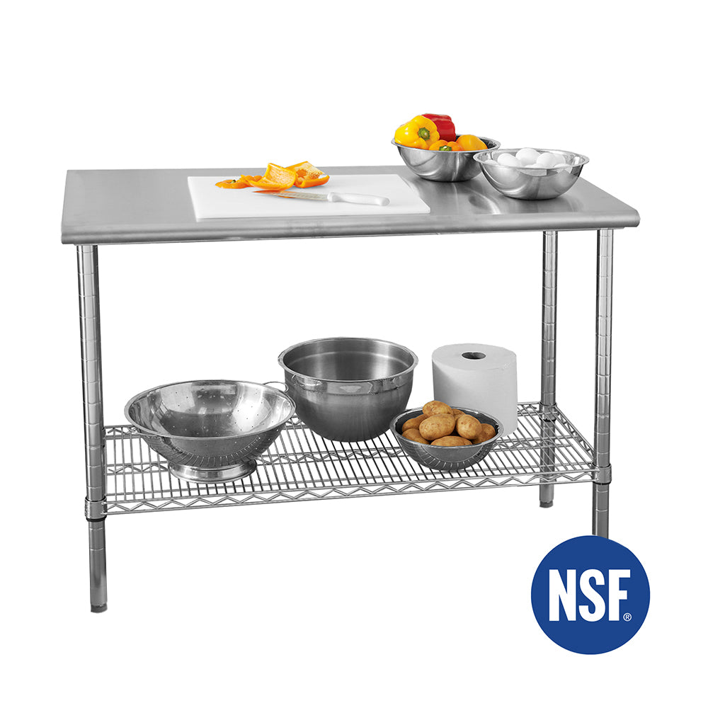 Premium NSF-Certified Stainless Steel Work Table - Heavy Duty Commercial Kitchen Workstation for Restaurants, Bakeries & Food Prep Areas