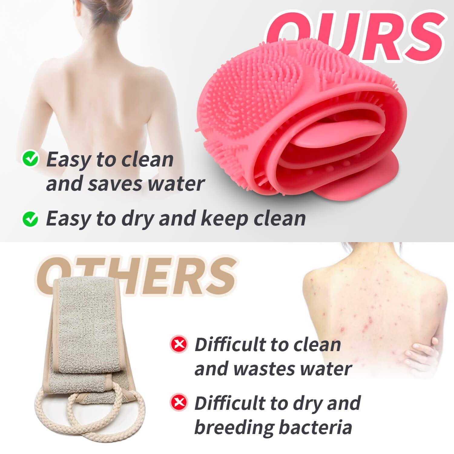 Deal2Door Silicone Body Scrubber for Women - Exfoliating Bath Brush with Soft Bristles (Multicolor) - Perfect for Shower, Spa & Sensitive Skin Care