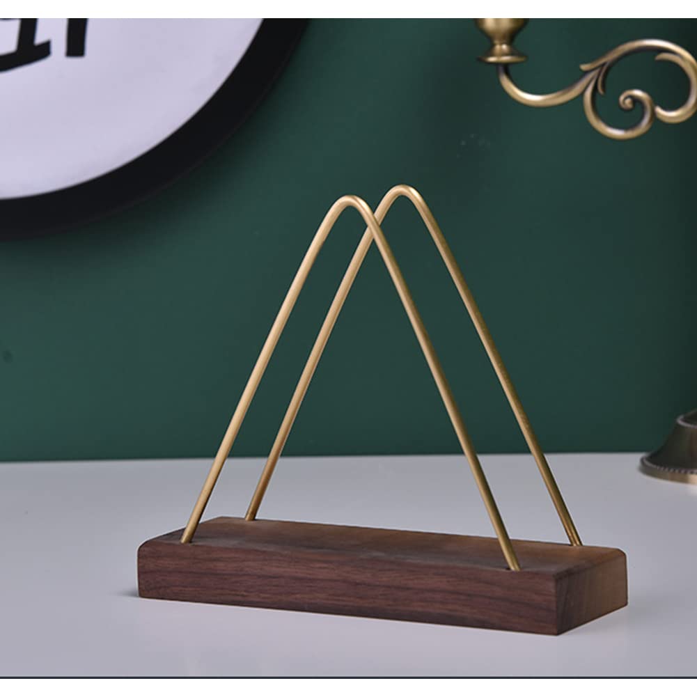 Premium Black Walnut Wood Paper Towel Holder with Golden Triangle Accent - Elegant Vertical Napkin Stand for Coffee Shops, Restaurants & Home Decor (7×2.3×5.7 Inches) - Perfect for Kitchen Countertops, Dining Tables and Hospitality Settings