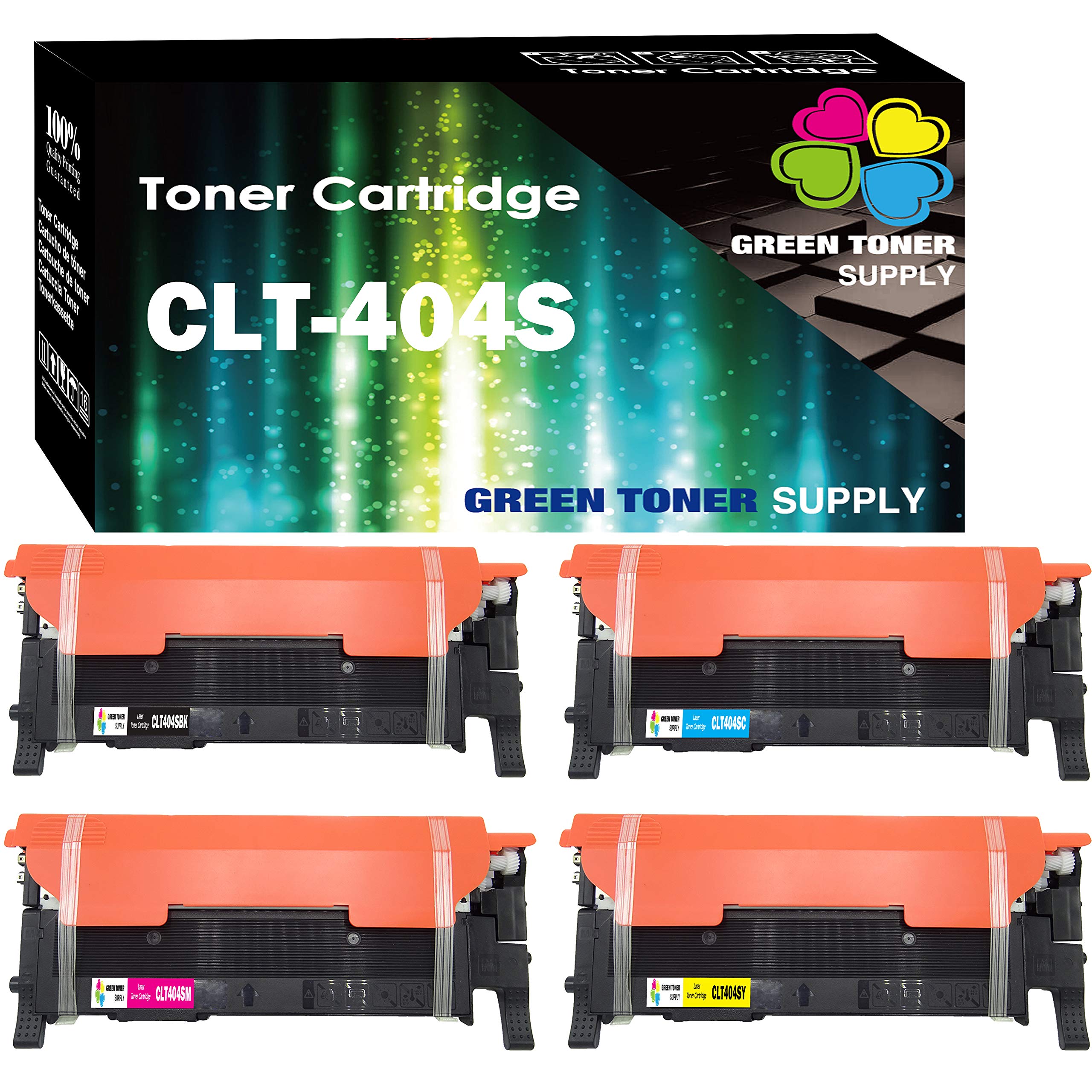 4-Pack CLT-404S Compatible Color Toner Cartridges Replacement for Samsung Xpress C430/C430W/C480/C480W Laser Printers - High Yield, Reliable Printing for Home Office & Small Business Documents