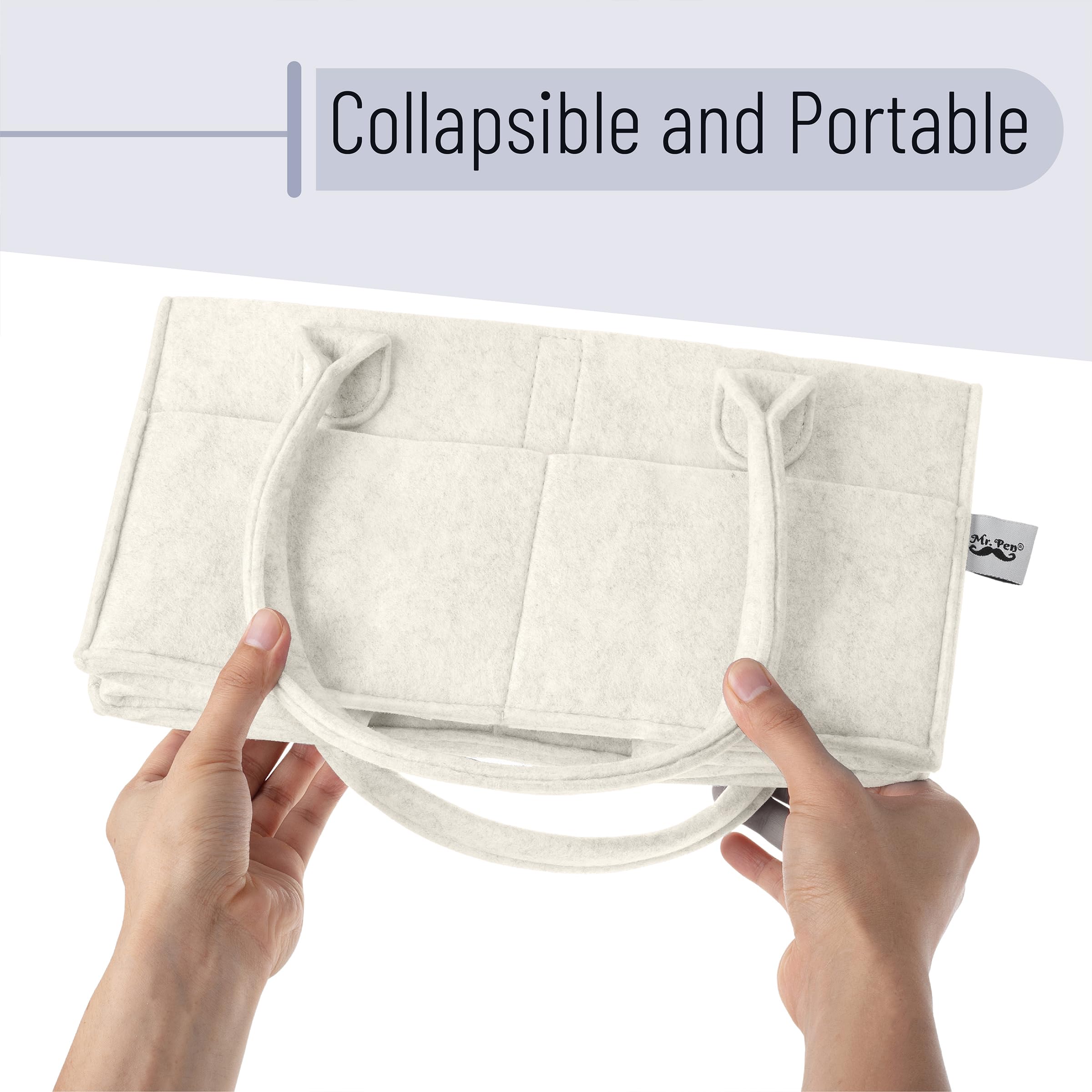 Mr. Pen Baby Diaper Caddy Organizer - Portable Beige Diaper Bag for Nursery, Changing Table & Car - Multi-Purpose Baby Storage for Diapers, Wipes & Essentials - Perfect for Home, Travel & On-the-Go Parents