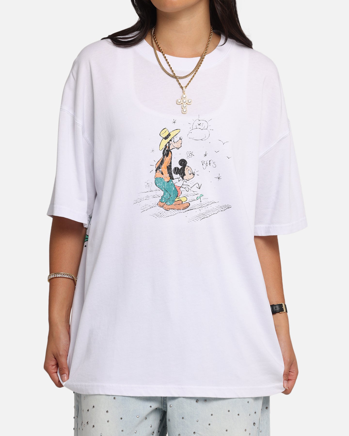 Disney Best Friends T-Shirt for Women - Soft Cotton White Graphic Tee - Cute Matching Outfits for BFFs, Sisters & Couples - Perfect for Casual Wear, Gifts & Theme Parks