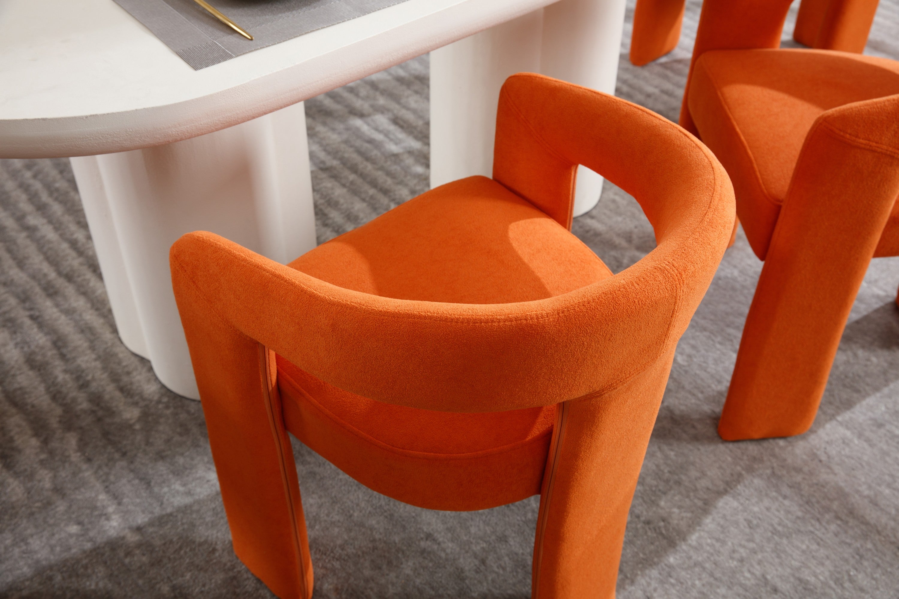Modern Orange Dining Chairs Set of 2 - Mid Century Style Kitchen Chairs with Wooden Legs - Perfect for Small Spaces, Breakfast Nook & Apartment Dining