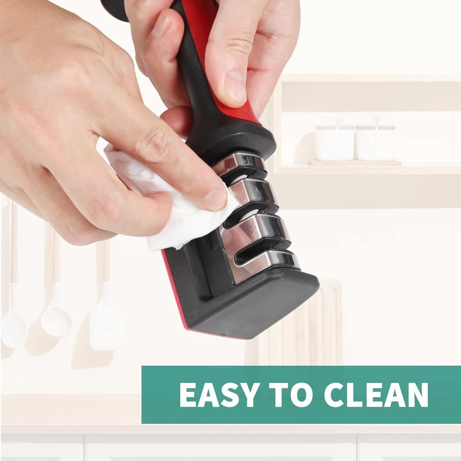 Premium Knife Sharpener for Kitchen Knives - 3 Groove Professional Sharpening System with Non-Slip Handle | Durable Chef-Grade Tool for Home & Professional Use | Perfect for Daily Cooking, Hunting, and Outdoor Activities