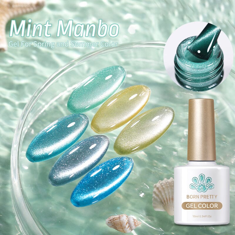 BORN PRETTY Mint Manbo Sea Blue Cat Magnetic Gel Polish 10ml - Long Lasting Nail Art for Home & Professional Salon Use