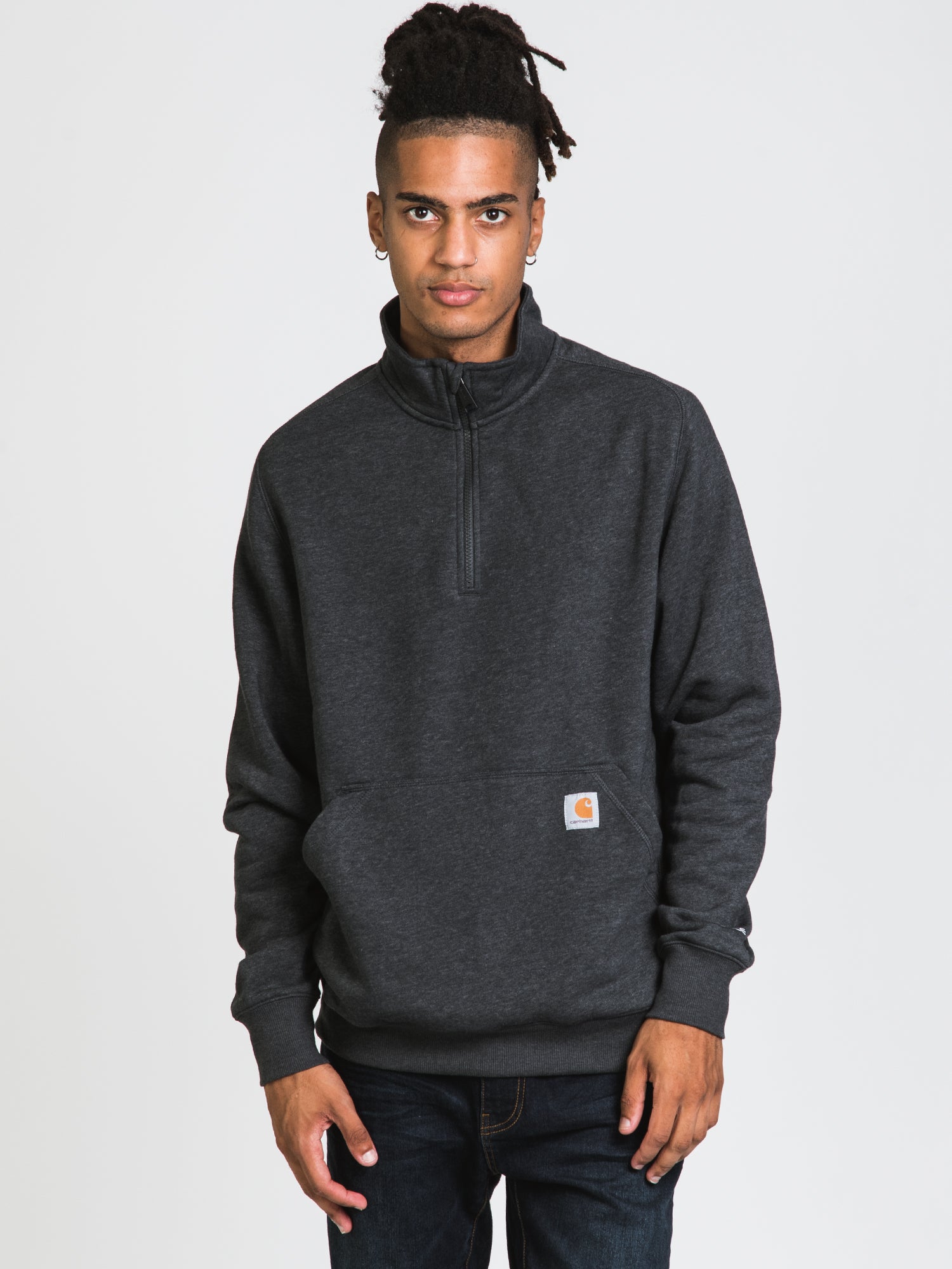 Carhartt Men's 1/4 Zip Mock Neck Sweatshirt - Lightweight Fleece Pullover for Work & Outdoor Activities - Clearance Sale