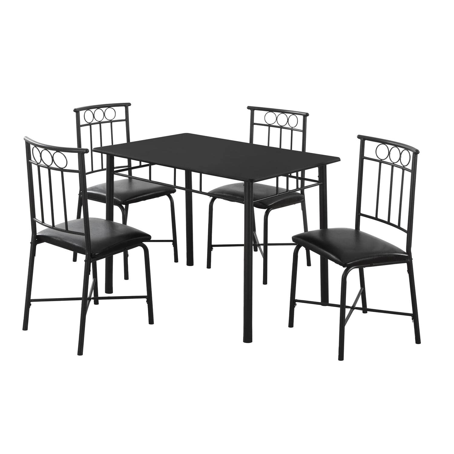 Monarch 5-Piece Dining Set in Black - Modern Kitchen Table & Chairs for Small Spaces | Perfect for Apartments, Breakfast Nooks & Cozy Dining Areas