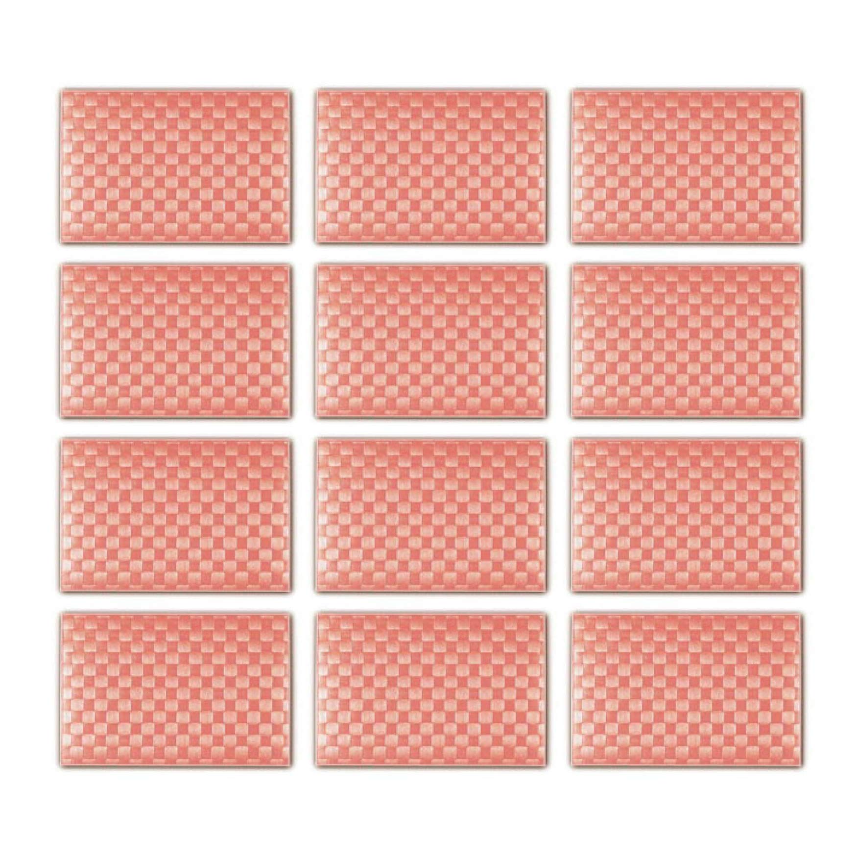 Saleen Retro Rose Rectangular Placemats - Set of 12 Premium Dining Table Mats for Kitchen, Restaurant & Party Decor - Waterproof & Heat Resistant