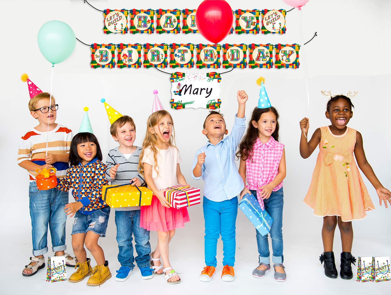 LARZN Premium Building Blocks Treat Bags - 12 Pack Party Favor Bags for Birthday Celebrations, Lego-Themed Decorations & Goodie Bags | Perfect for Kids Birthday Parties, Classroom Rewards & Holiday Gift Bags