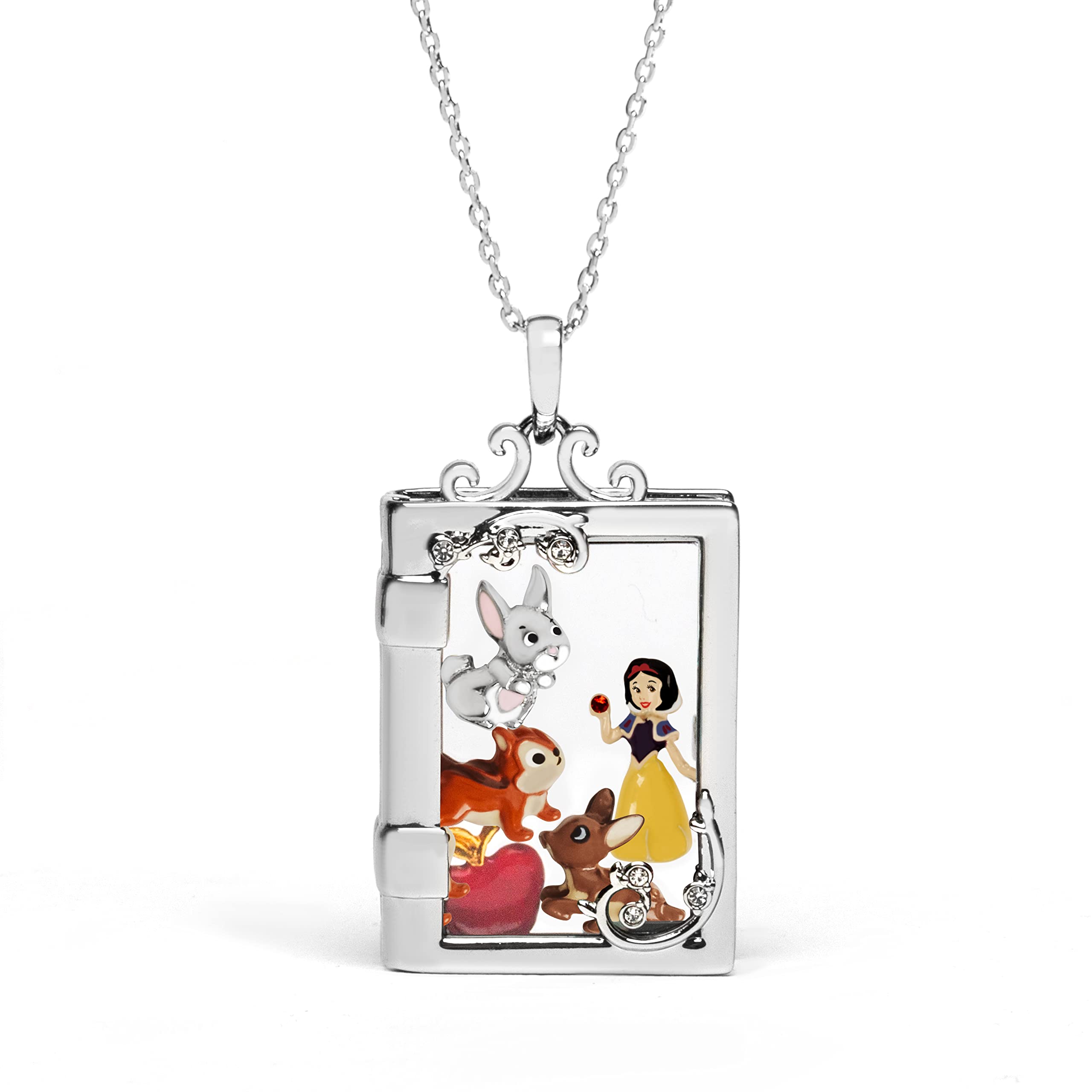 Disney Princess Storybook Living Locket Necklace Set - Elegant Jewelry Gift for Girls, Kids & Teens - Perfect for Birthday, Christmas & Special Occasions