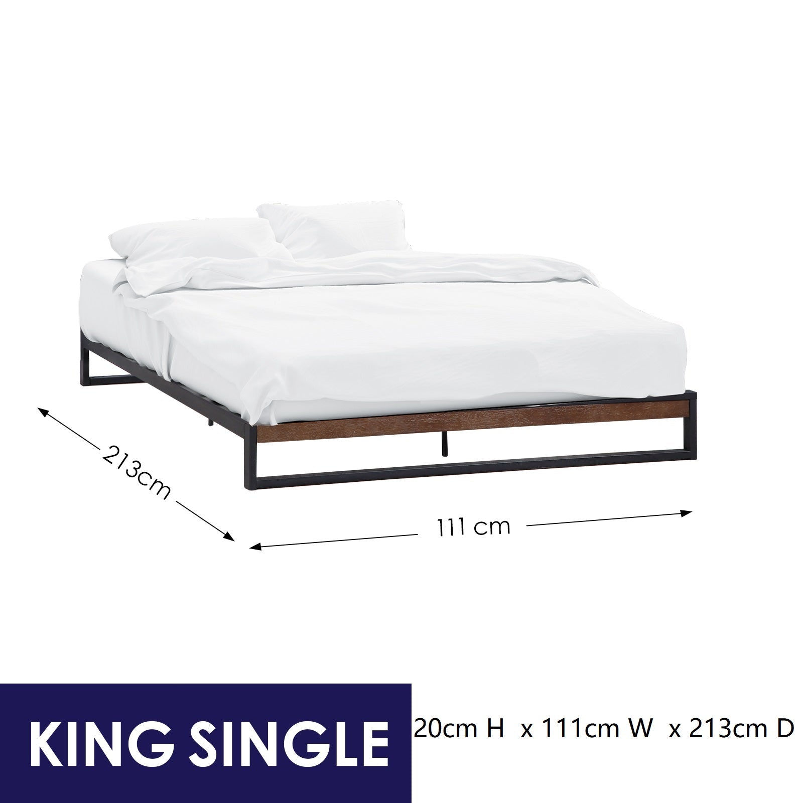 Florence Metal Bed Frame - King Single Size, Sturdy Steel Platform Bed Base with Noise-Free Support | Perfect for Dorms, Guest Rooms & Small Spaces