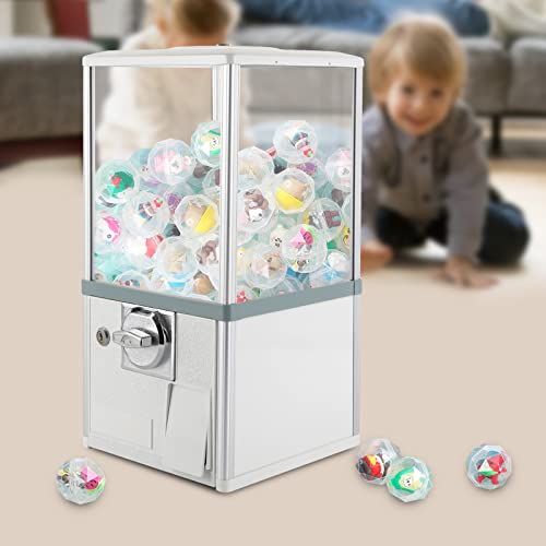 Vintage Style Candy Gumball Vending Machine - 11.42”x10.24”x20.87” Gumball Bank for 1.18-2.17in Toys & Candies - Perfect for Game Rooms, Retail Stores, Arcades & Birthday Parties (White)