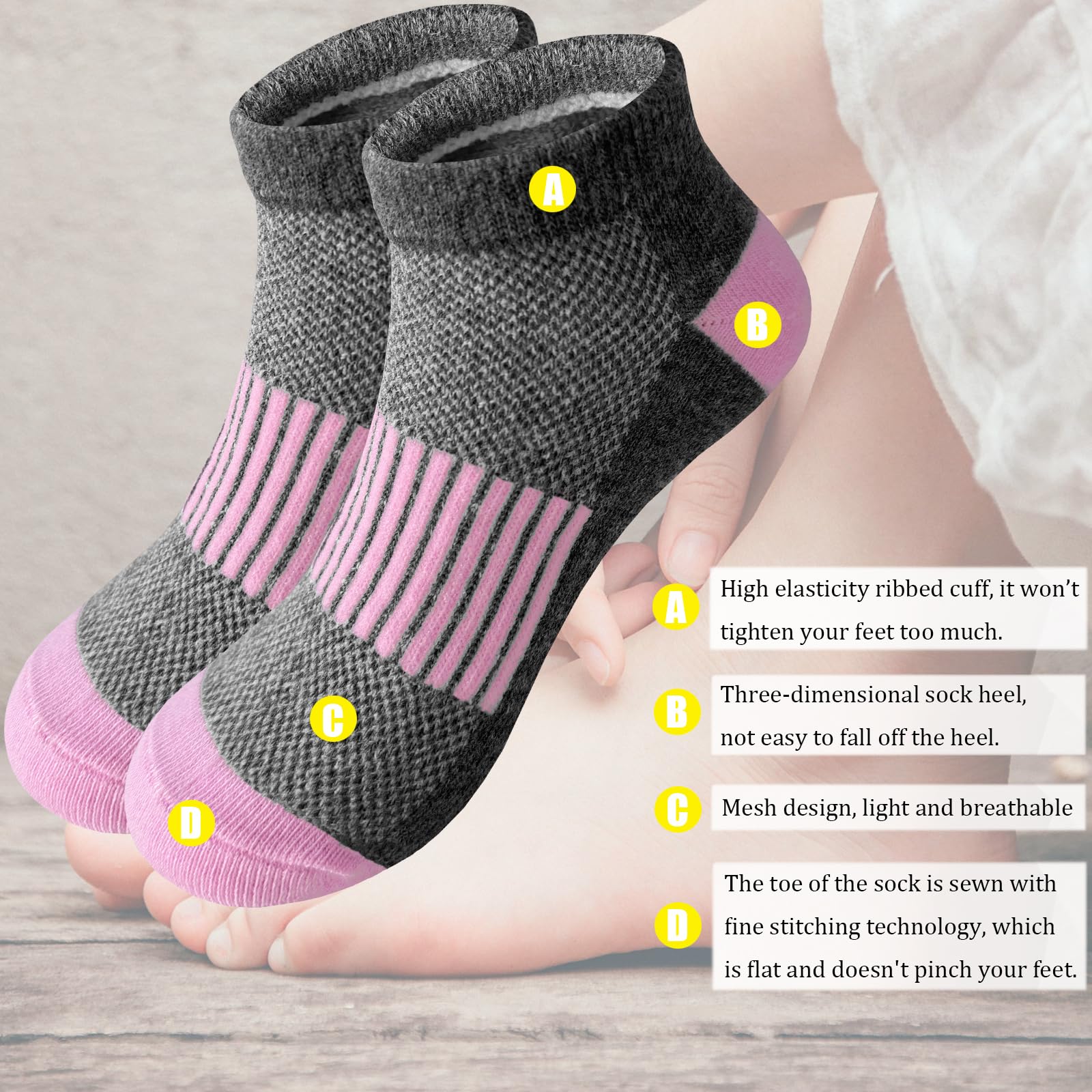 Bemeol 12 Pairs Girls Ankle Socks - Athletic Running Low Cut Socks for Kids - Perfect for School, Sports & Daily Wear