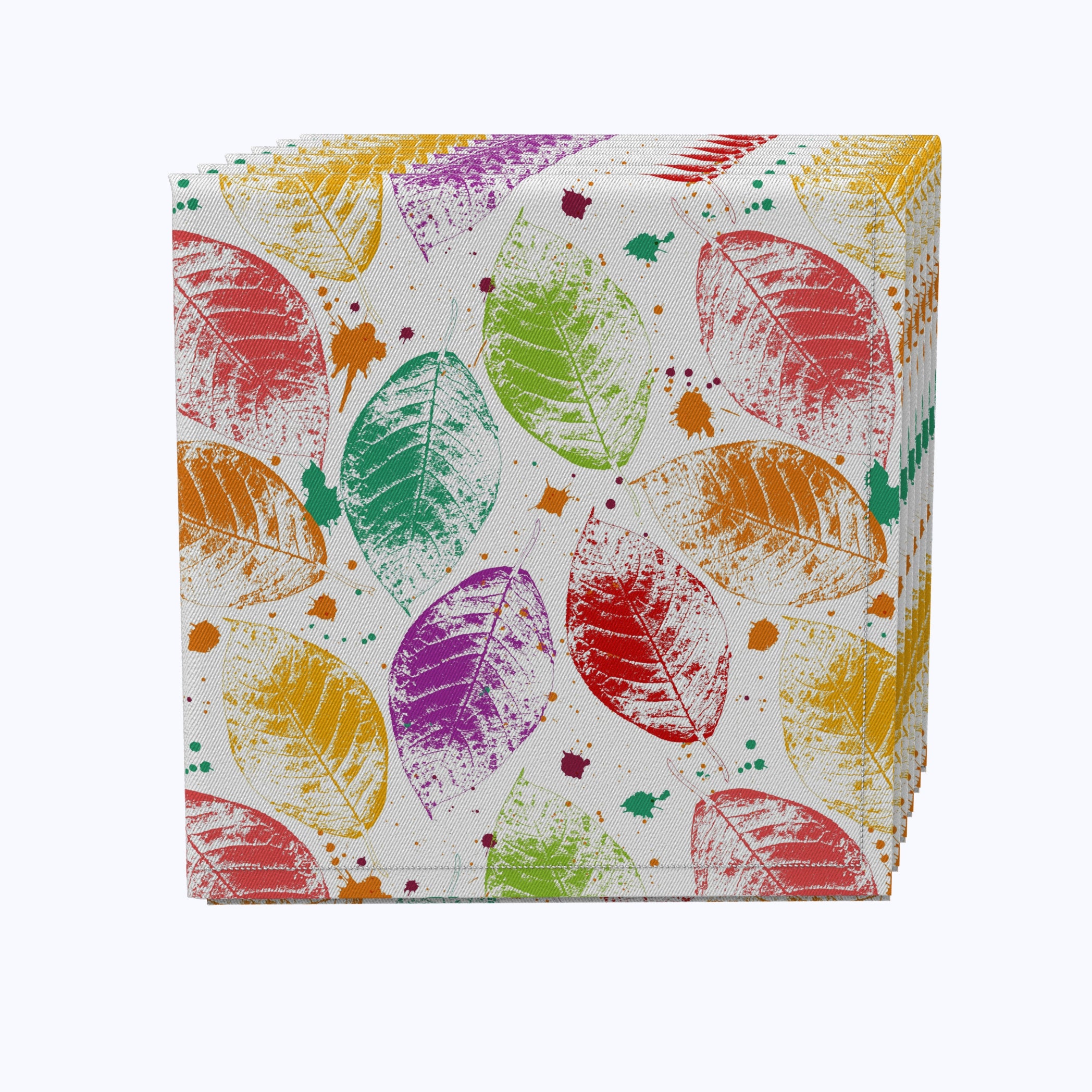 Vibrant Autumn Leaves & Paint Splatter Design Paper Napkins - Perfect for Fall Dinner Parties, Thanksgiving Decor, and Seasonal Table Settings