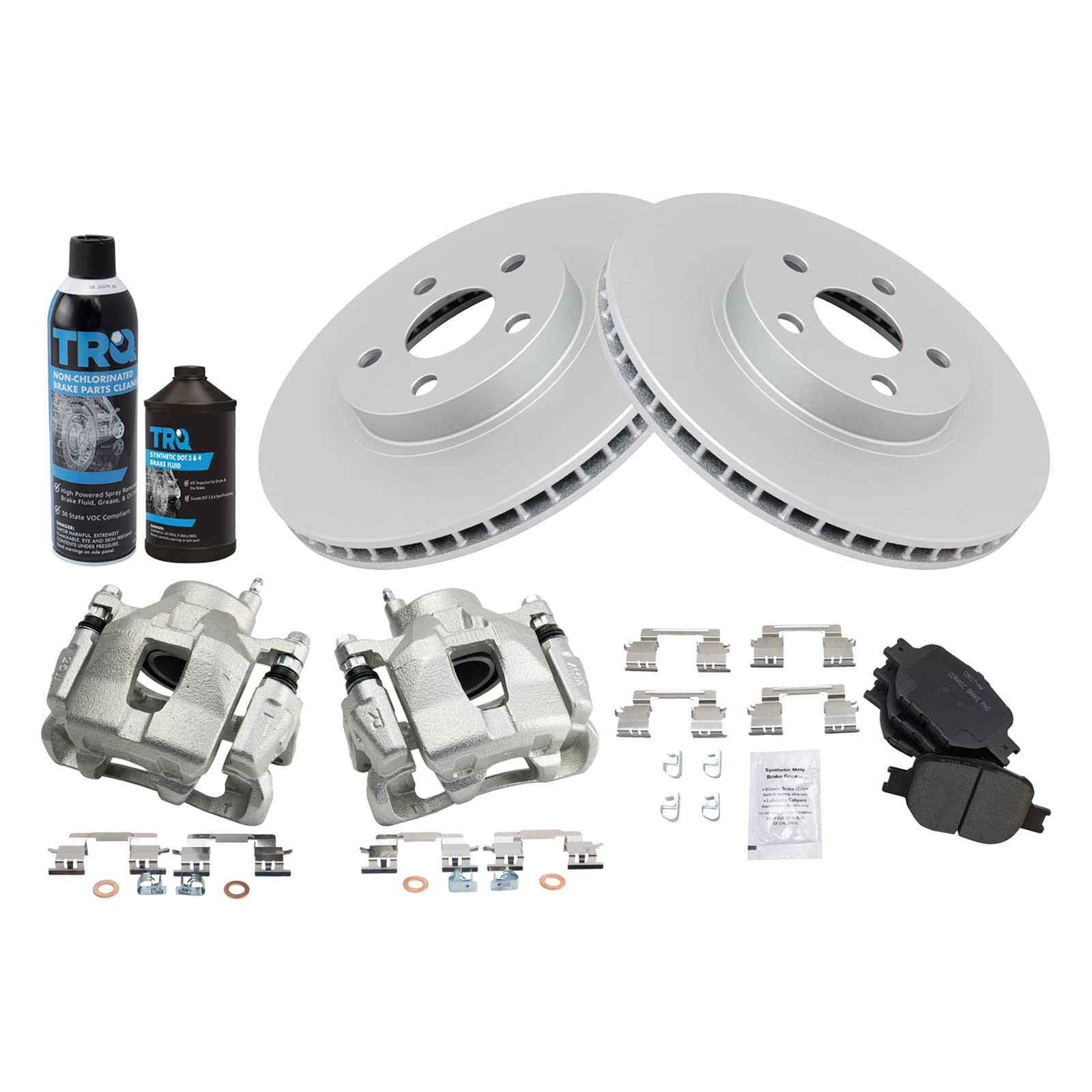 Premium TRQ Front Brake Pad & Rotor Kit with Ceramic G-Coating - Compatible with 2005-2010 Scion tC & 2000-2005 Toyota Celica | High-Performance Braking System for Daily Commute and Sport Driving