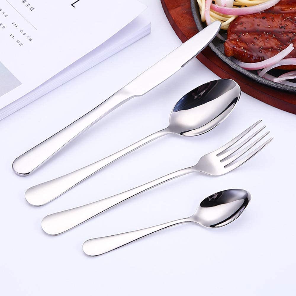 Premium Stainless Steel Rainbow Cutlery Set - 4-Piece Reusable Travel Silverware for Camping, Office, School Lunch | Dishwasher Safe & Eco-Friendly Utensils | Perfect for Picnics, Outdoor Dining & Daily Use (Red/Silver)