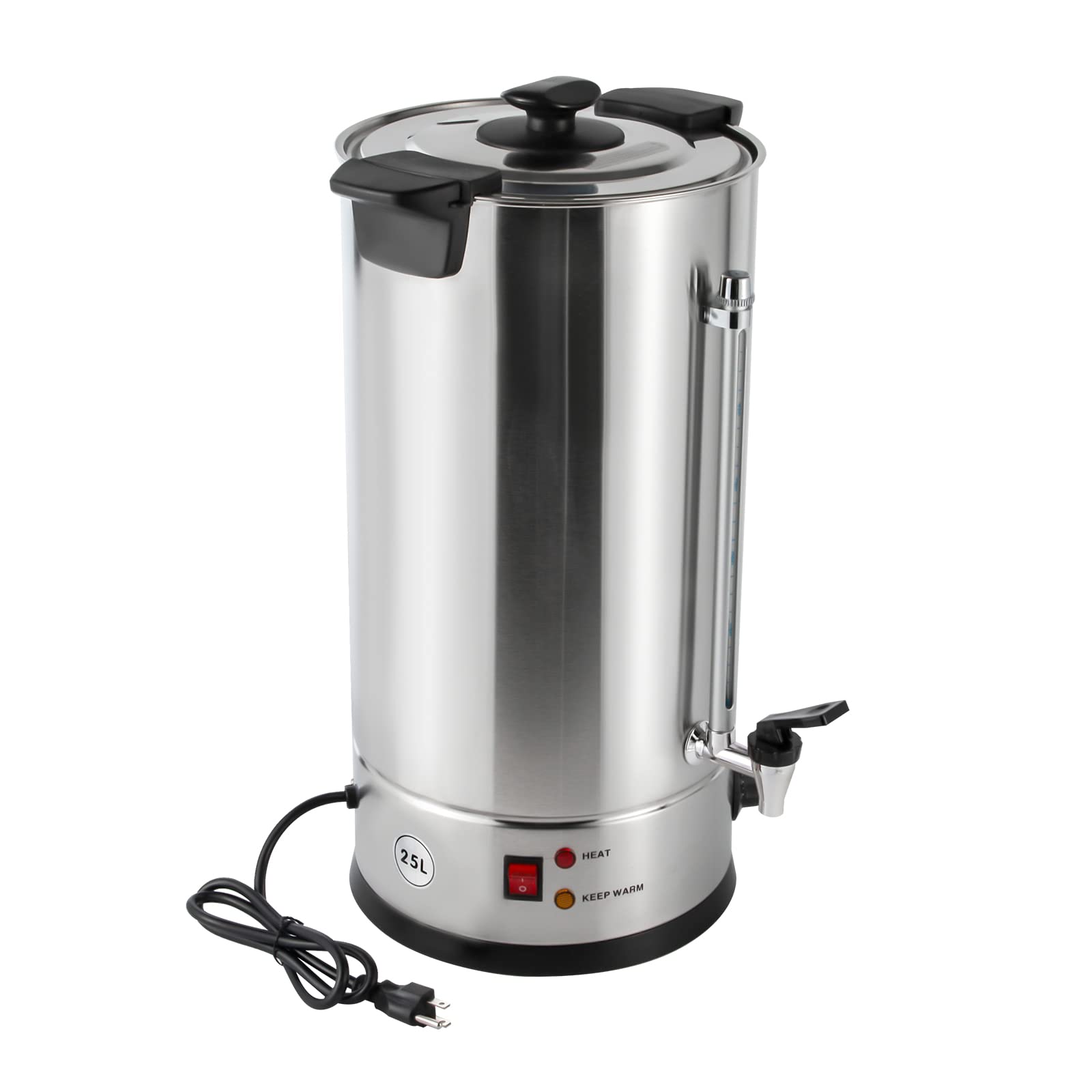 Commercial Grade Stainless Steel 25L/6.6gal Coffee Urn - Large Capacity Coffee Maker & Hot Water Dispenser for Restaurants, Catering, Offices & Events