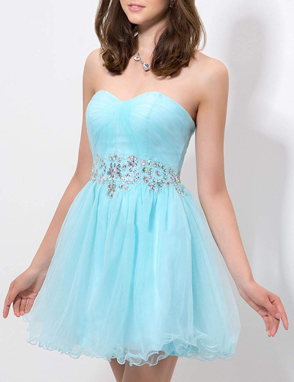 Elegant Beaded Strapless Sweetheart Prom Dress for Women - Short Homecoming Party Dress in Blue | Perfect for Prom, Homecoming, Cocktail Parties & Special Occasions