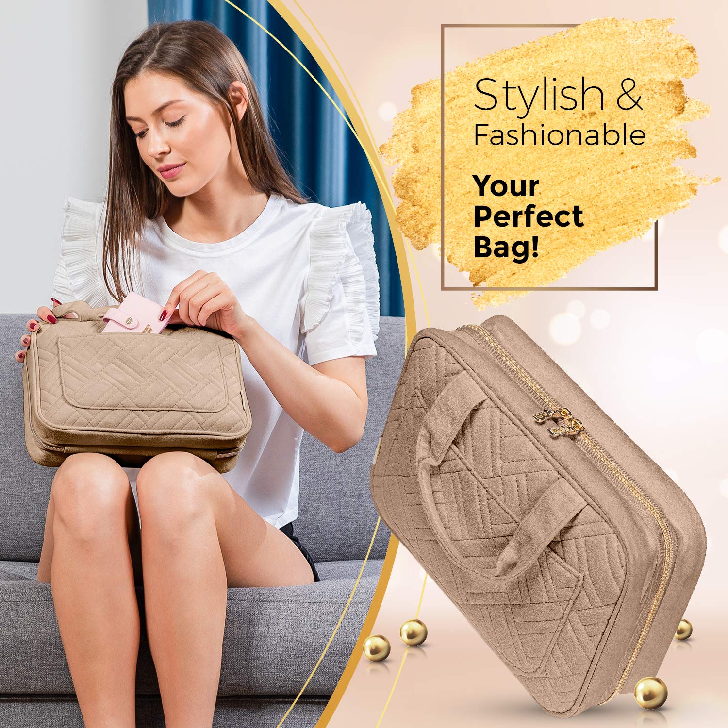 BOACAY Hanging Travel Toiletry Bag for Women - Waterproof Makeup Organizer with Multiple Pockets for Cosmetics, Toiletries & Travel Essentials - Perfect for Bathroom, Shower, Camping & Vacation Trips