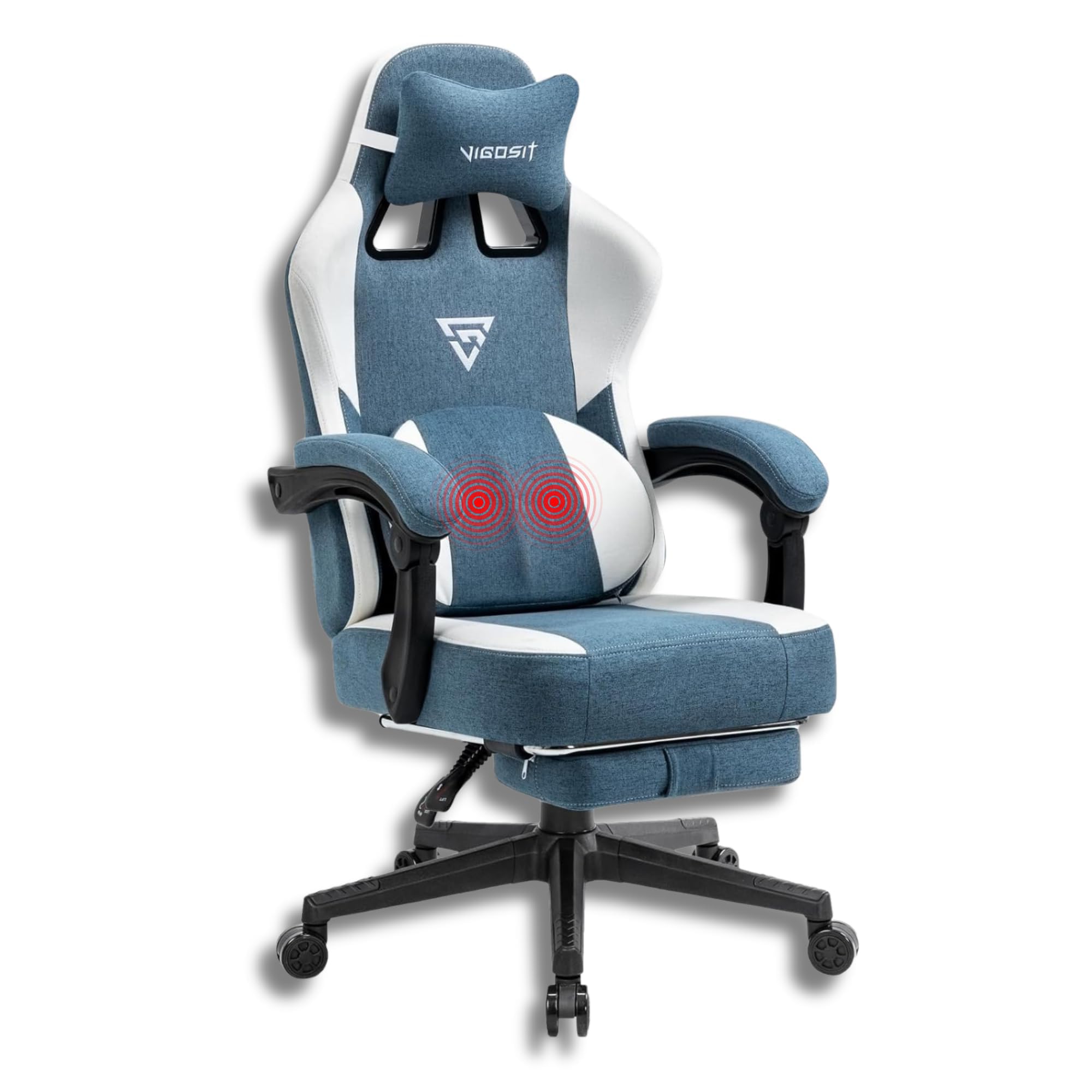 **Ergonomic Gaming Chair PRO - Heavy Duty Office Desk Computer Chair with Lumbar Support & Footrest - Big & Tall Mesh Gamer Chair with Cushion for Adults (Light Blue) - Perfect for Esports, Streaming & Long Work Sessions**